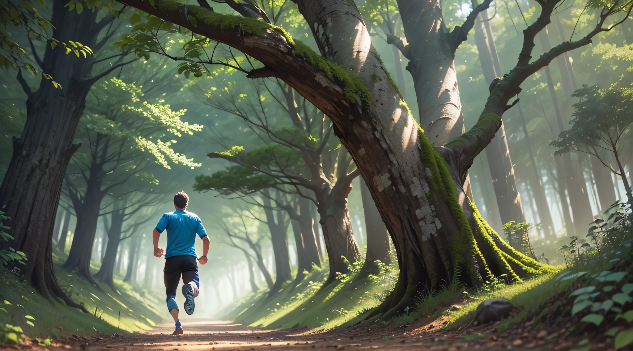 (super detailed) (excellent graphics) thirty-year-old man sleeping running in a forest --auto --s2