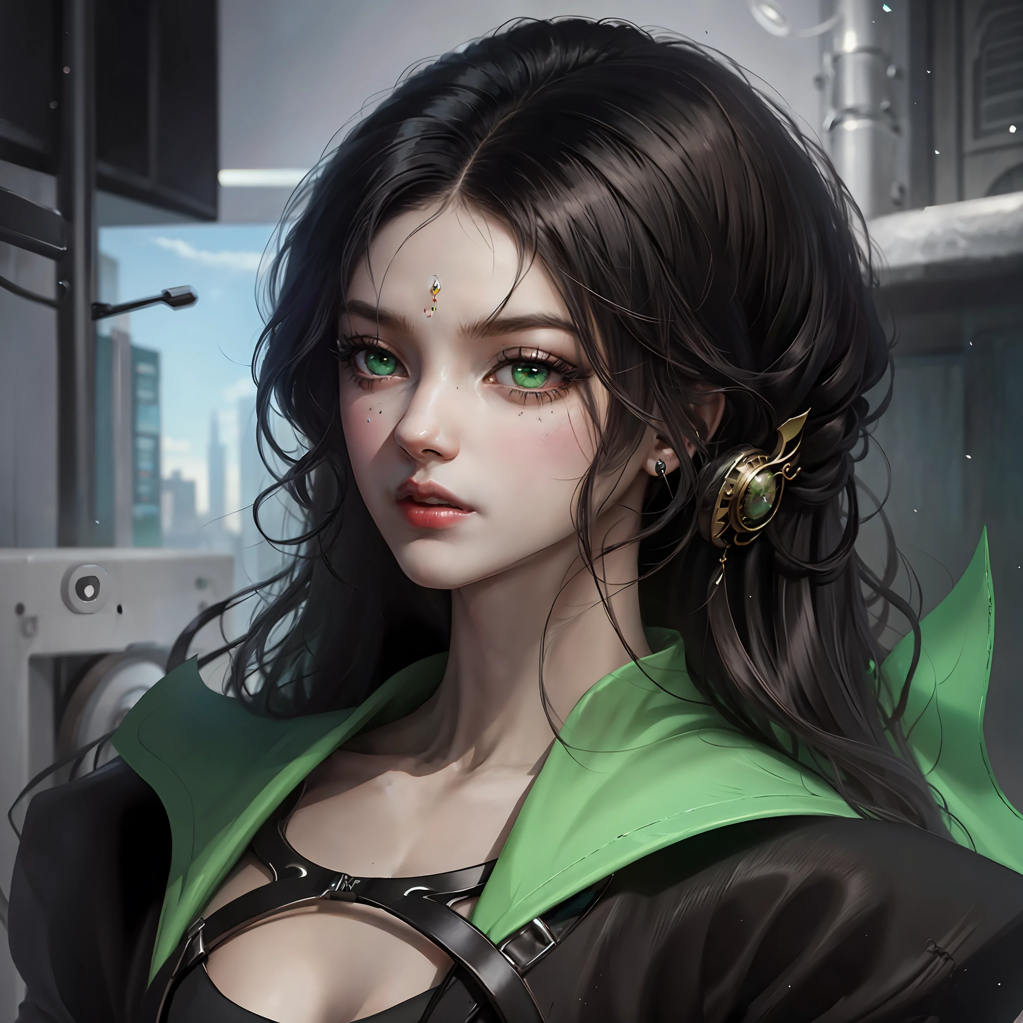 black hair, Men, Eyes green, Surrealism, 8k, super detail