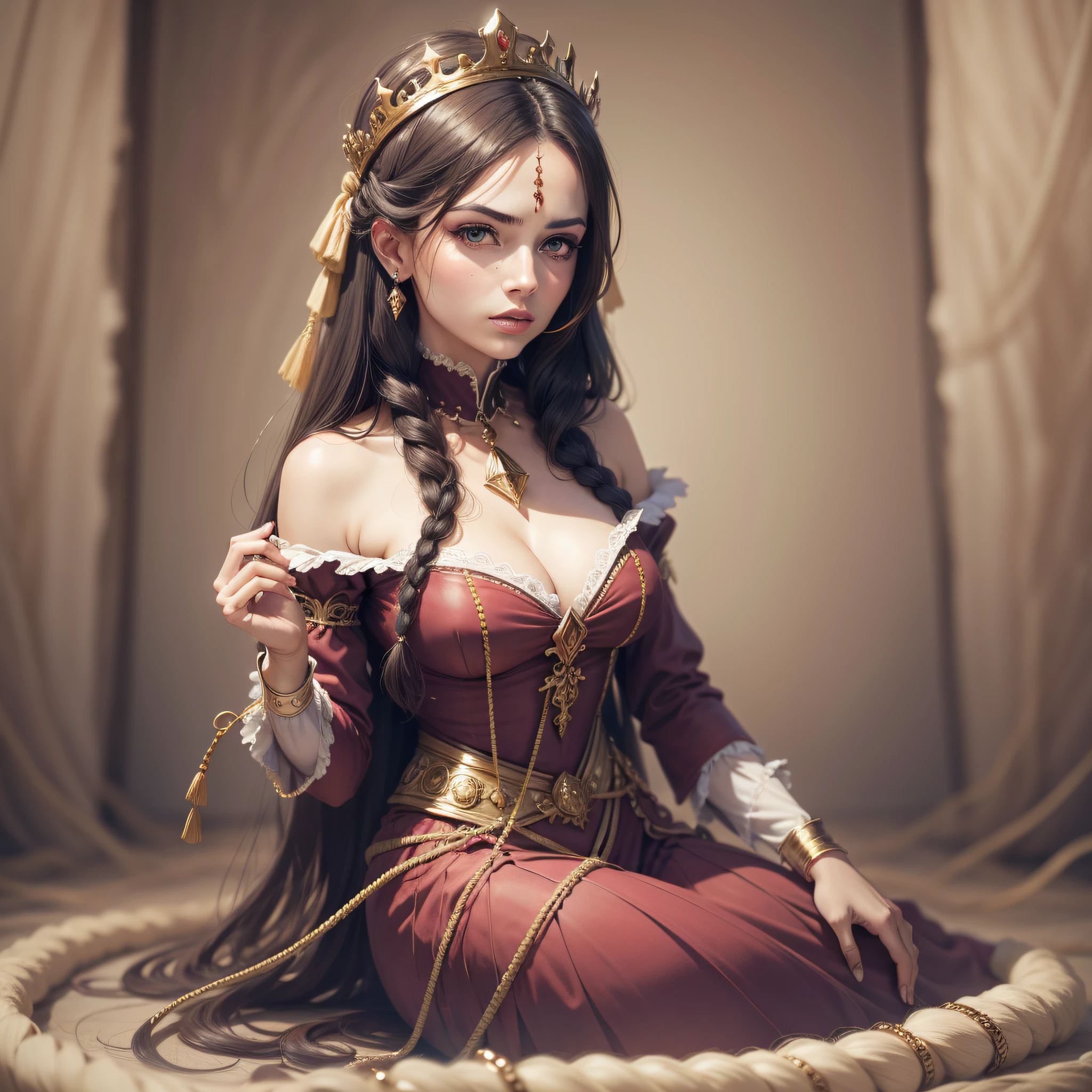 Beautiful queen tied with rope