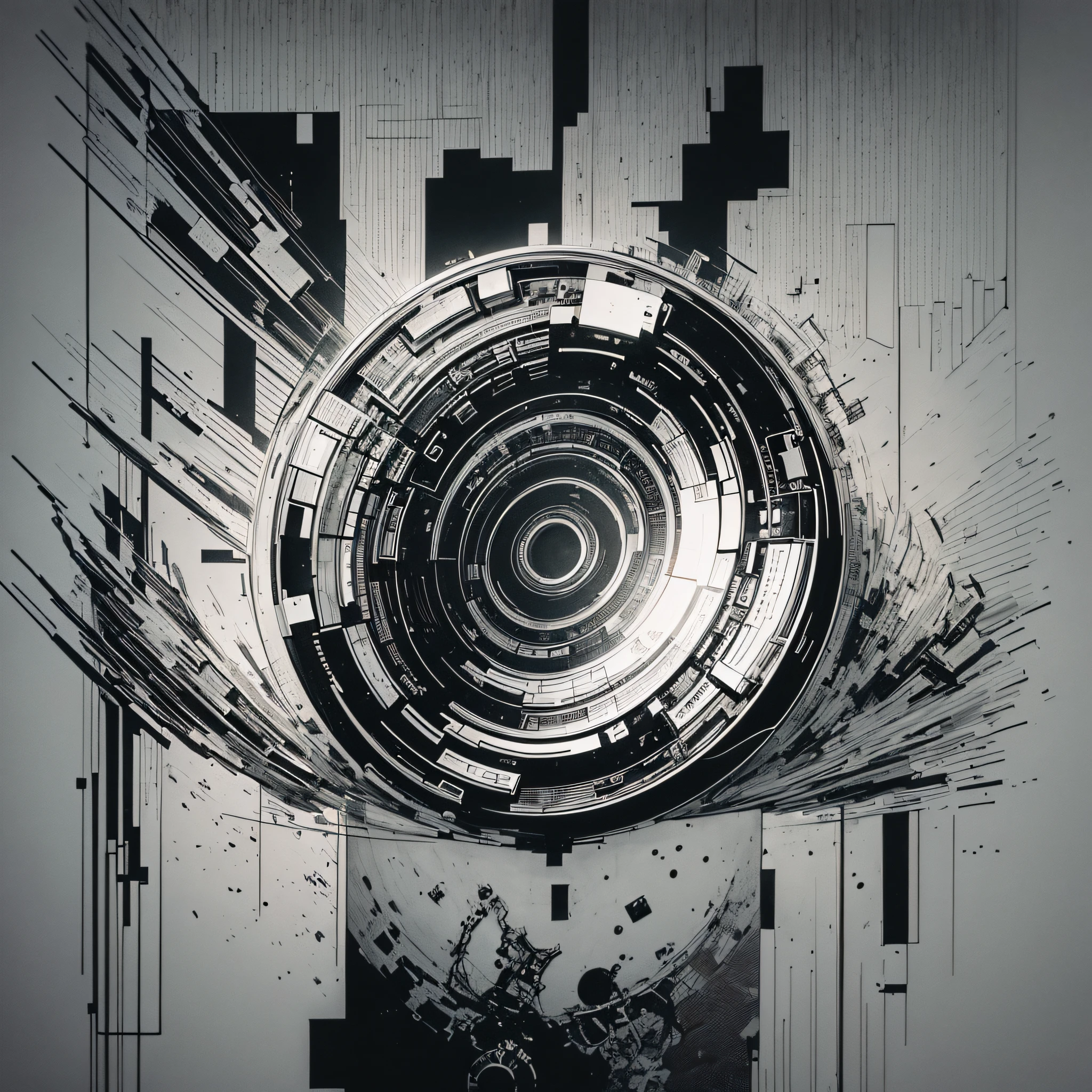 artwork, labyrinth, black and white, minimalist, 1d --auto --s2