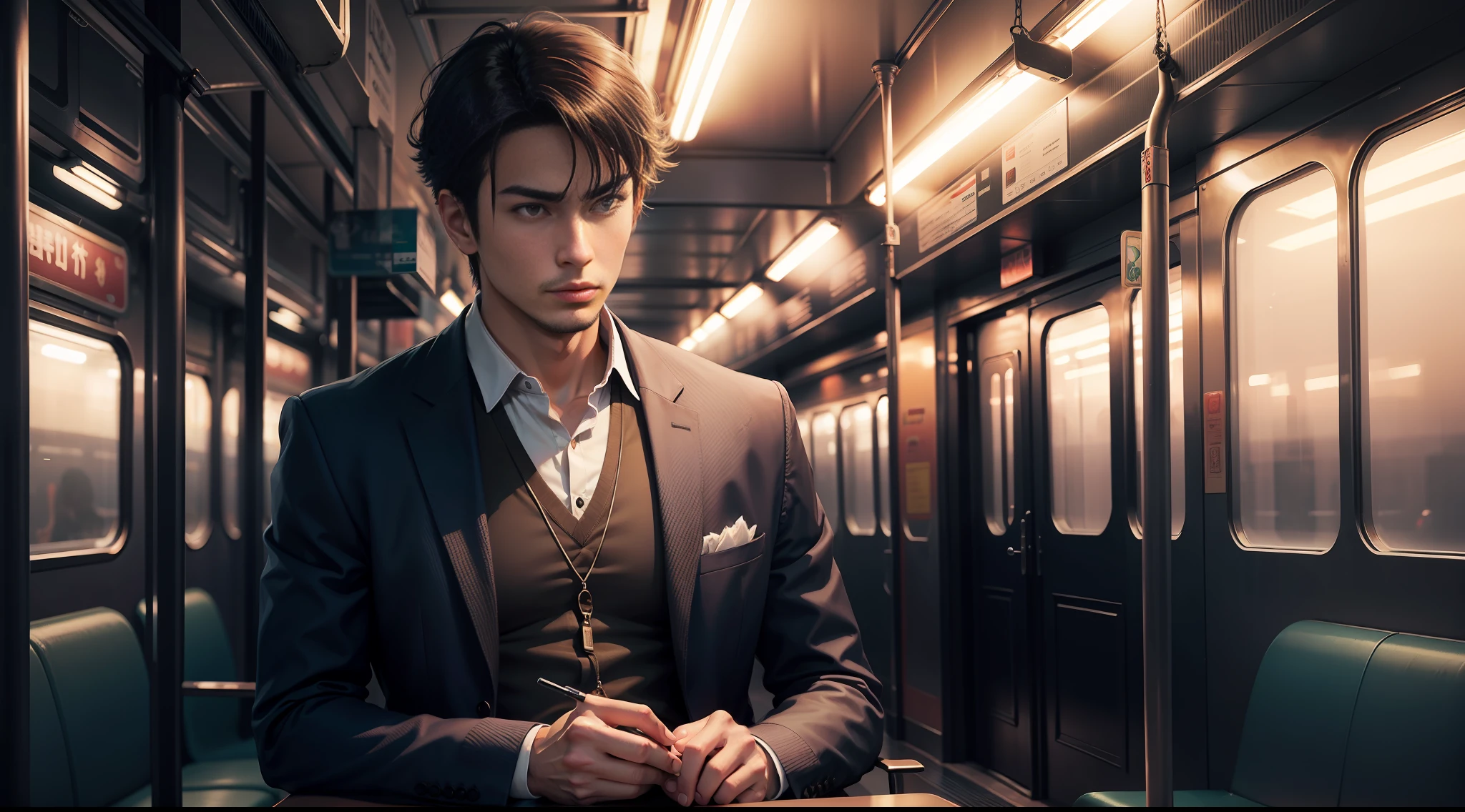 Man on night train alone