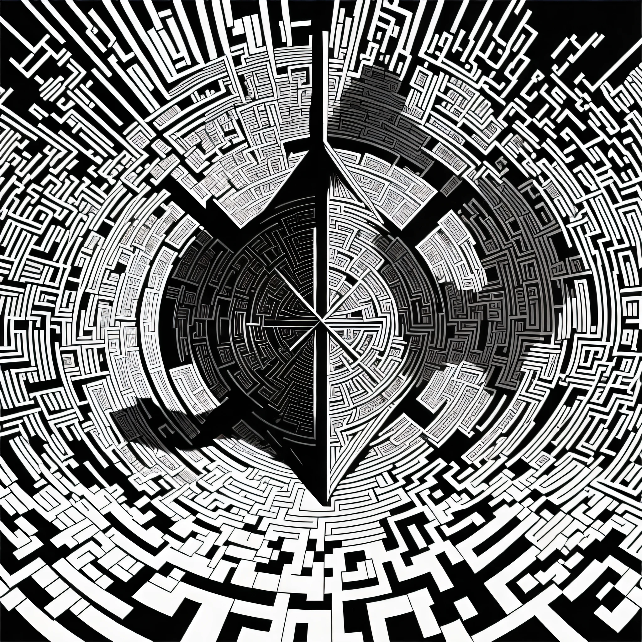 artwork, labyrinth, black and white, minimalist, 1d --auto --s2
