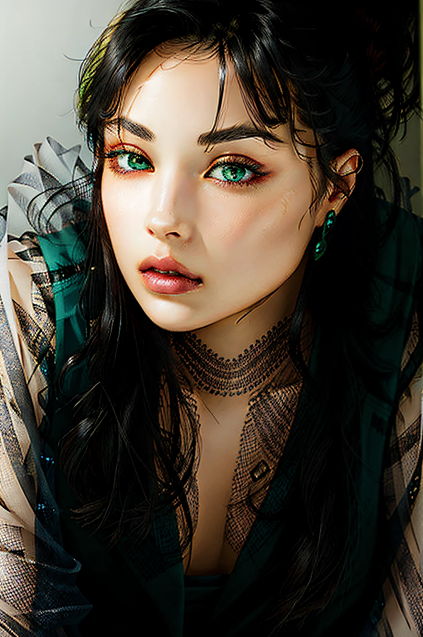 perfect eyes, perfect face, ultra detailed, green eyes, thick eyelashes, eyeliner, eyeshadow