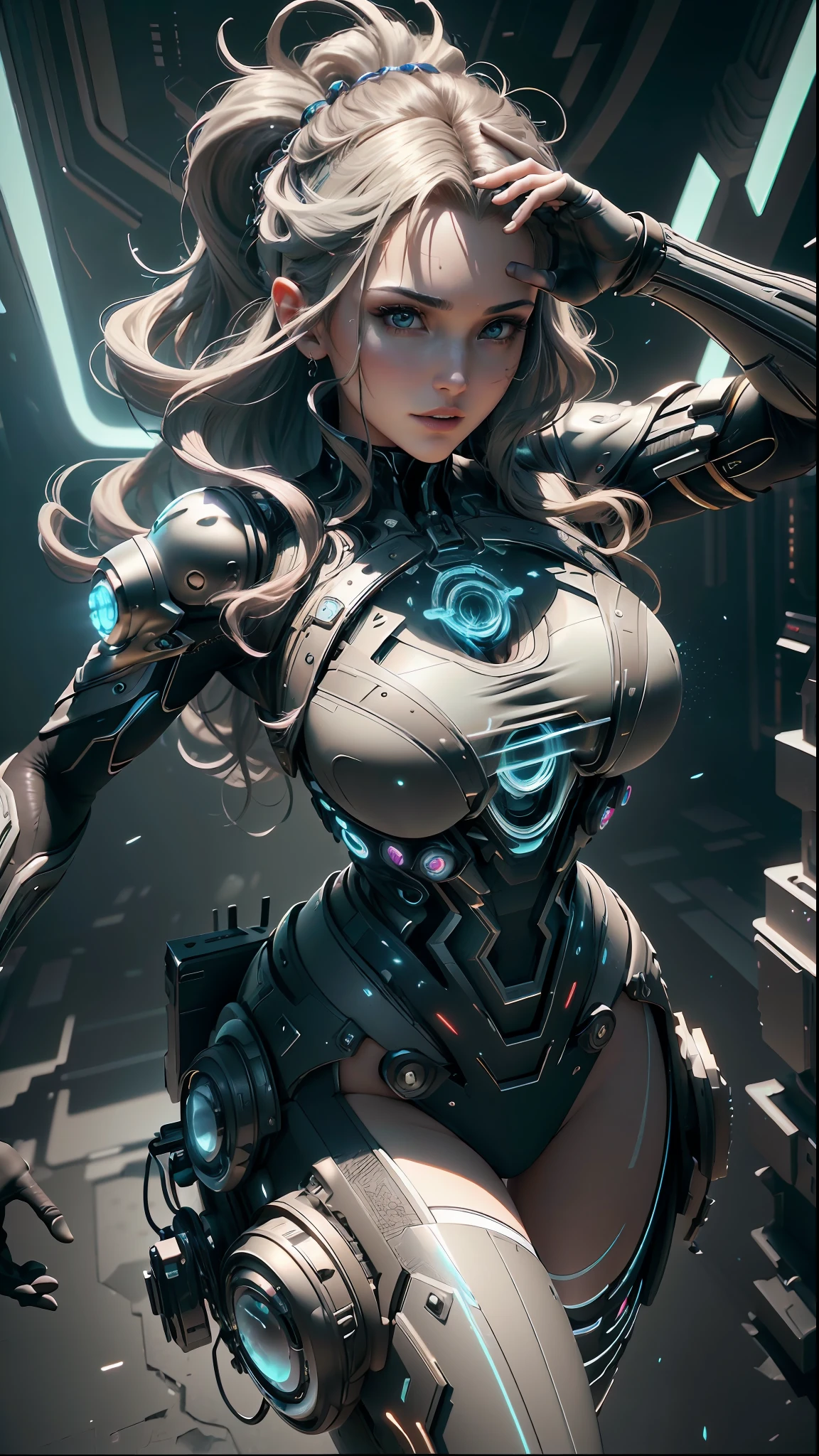 ((Best quality)), ((masterpiece)), (detailed:1.4), 3D, an image of a beautiful cyberpunk female with thick voluminous hair,light particles, pure energy chaos antitech,HDR (High Dynamic Range),Ray Tracing,NVIDIA RTX,Super-Resolution,Unreal 5,Subsurface scattering,PBR Texturing,Post-processing,Anisotropic Filtering,Depth-of-field,Maximum clarity and sharpness,Multi-layered textures,Albedo and Specular maps,Surface shading,Accurate simulation of light-material interaction,Perfect proportions,Octane Render,Two-tone lighting,Wide aperture,Low ISO,White balance,Rule of thirds,8K RAW