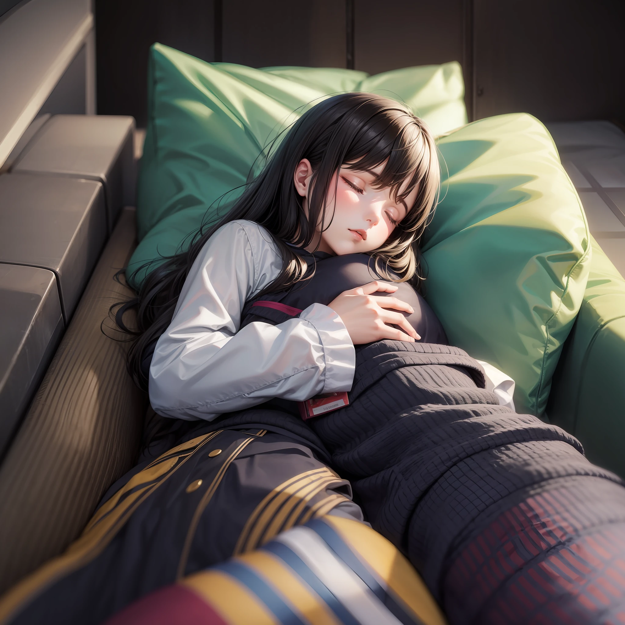 A girl sleeping on sofa