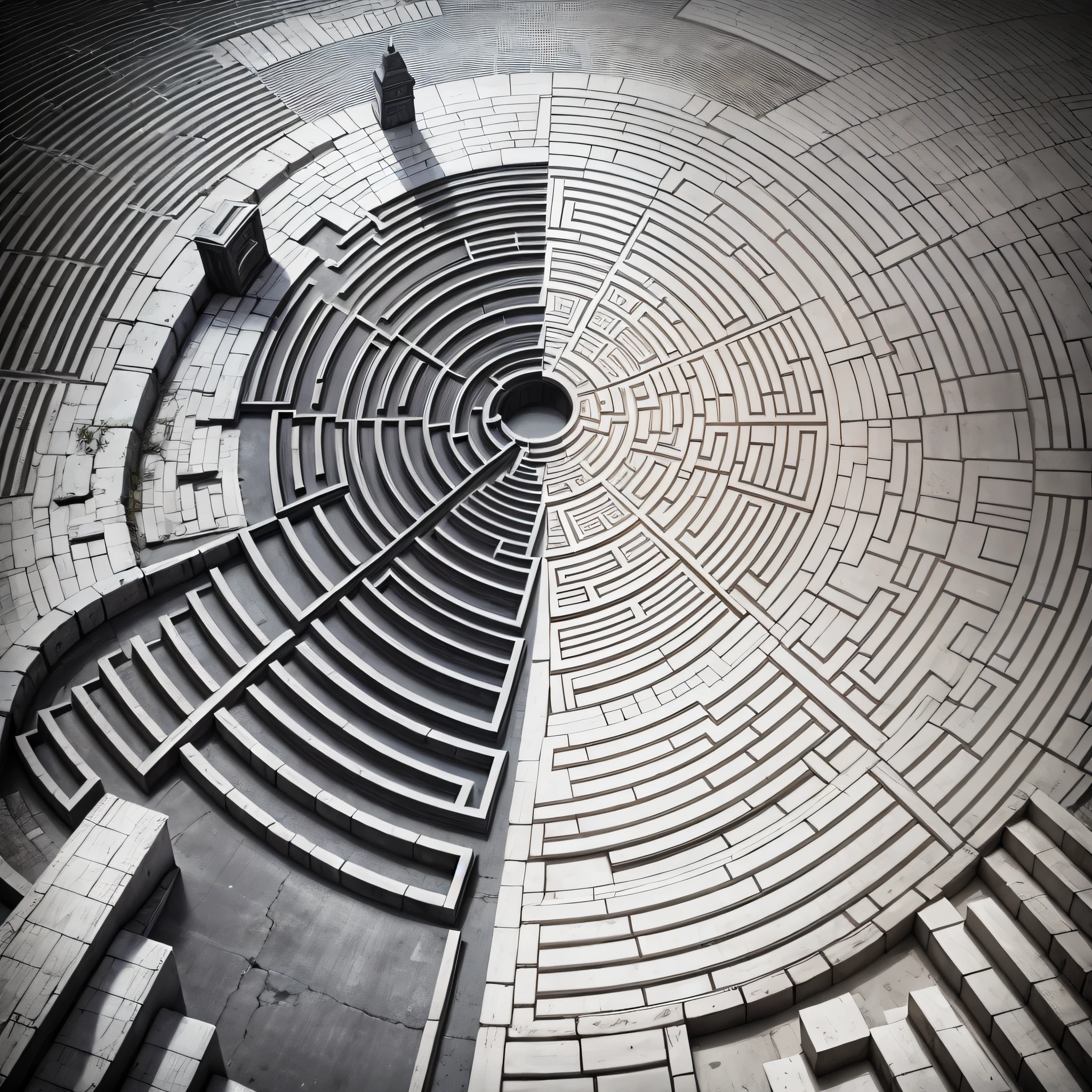 artwork, labyrinth, black and white, minimalist, purpose, 1d --auto --s2