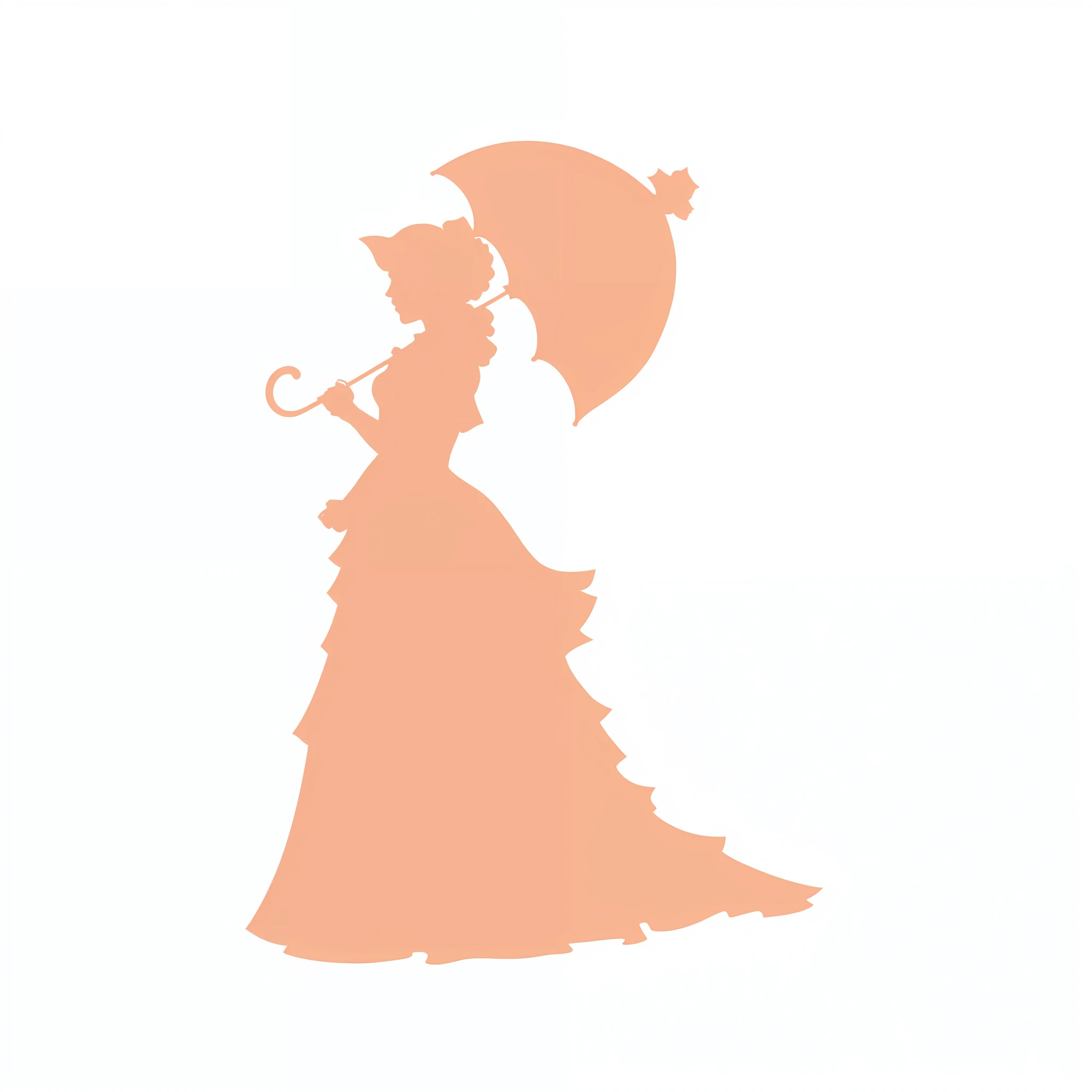 there is a silhouette of a woman with an umbrella in a dress, victorian lady, character silhouette, half-turned lady in evening gown, woman silhouette, pastel palette silhouette, elegant lady, standing with a parasol, single silhouette figure, silhoutte, elegant woman, silhouette!!!, stylized silhouette, anthropomorphic silhouette, girl, silhouette --auto --s2