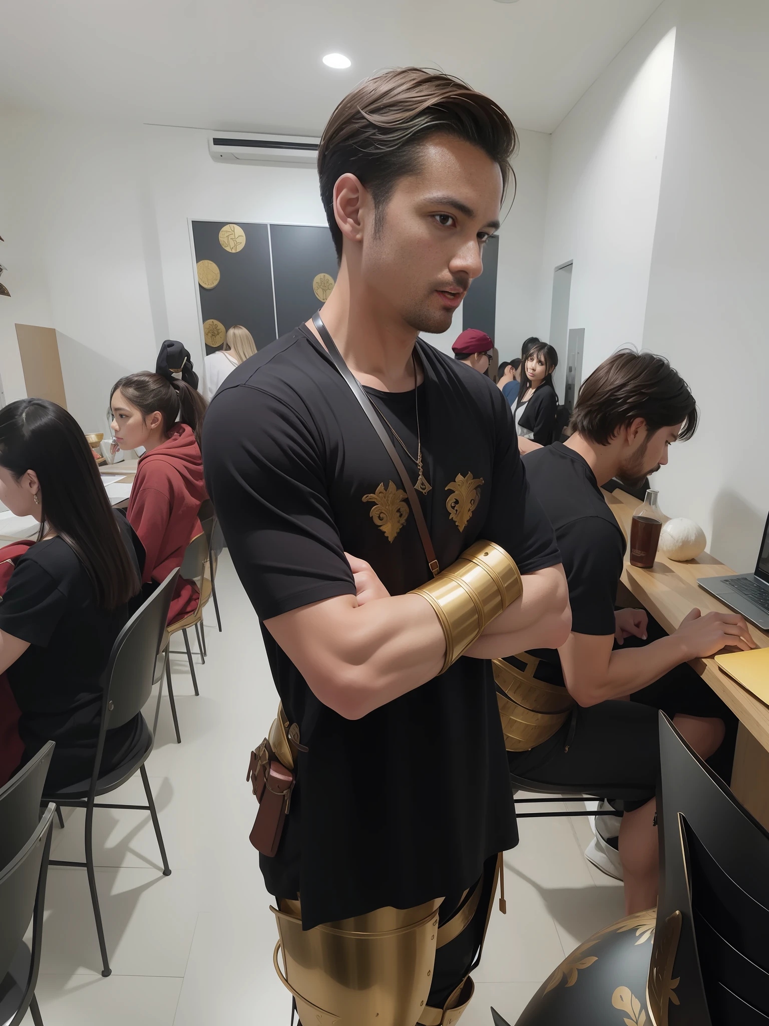Make a medieval warrior in golden armor