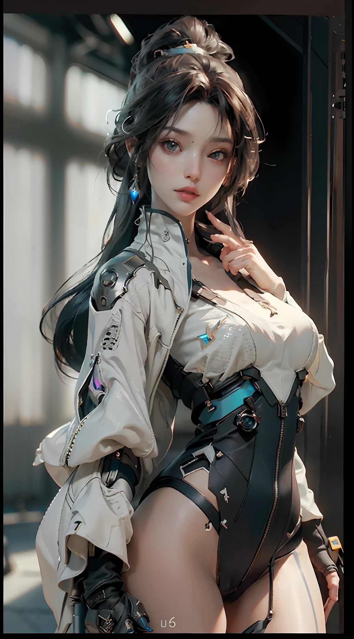 ((Best quality)), ((masterpiece)), (detailed:1.4), 3D, an image of a beautiful cyberpunk female,HDR (High Dynamic Range),Ray Tracing,NVIDIA RTX,Super-Resolution,Unreal 5,Subsurface scattering,PBR Texturing,Post-processing,Anisotropic Filtering,Depth-of-field,Maximum clarity and sharpness,Multi-layered textures,Albedo and Specular maps,Surface shading,Accurate simulation of light-material interaction,Perfect proportions,Octane Render,Two-tone lighting,Wide aperture,Low ISO,White balance,Rule of thirds,8K RAW,