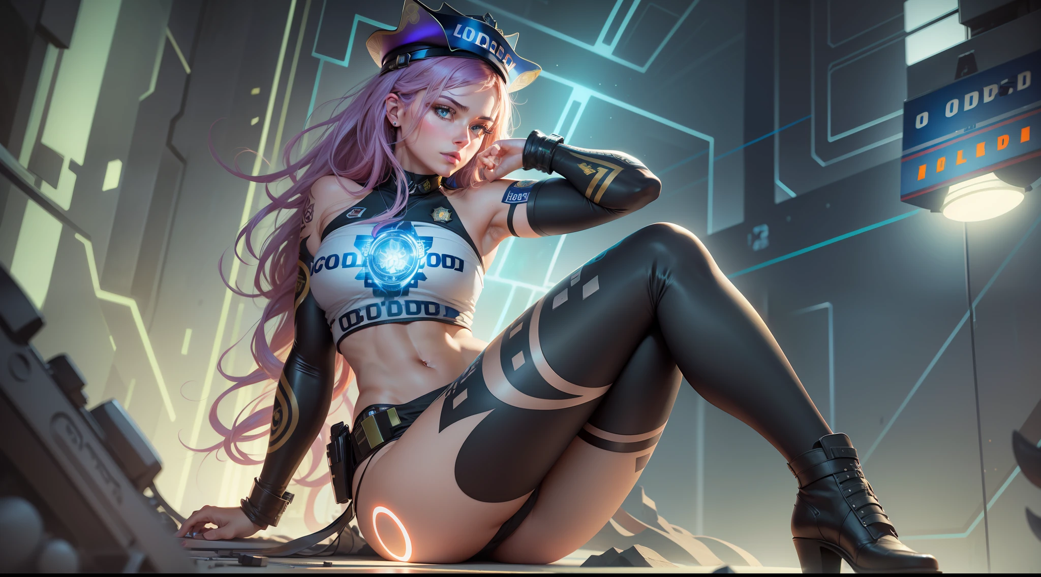tattooed Teddi Mansueto, full-body potrait of a beautiful photorealistic woman, (cops:1.6), intense coloring fantasy, light hair, an impressive realistic photograph 20 years, random colored hair, (police uniform fashion: 1.3), random color eyes, full body, cover, hyperdetailed painting, luminism, octane render, bar lighting, complex, 8k resolution concept art portrait by Martina Fačková and Prywinko Art, Artgerm, WLOP, Alphonse Mucha, Tony Taka, fractal isometric details, bioluminescence, amazing colorful hypereallistic cover photo, hand-drawn, bright, sandy, realistic, green, yellow, red, red, davinci, erte .12k, intricate. definition of hit, cinematic, rough sketch, mix of bold dark lines and loose lines, bold lines, on paper, real human life, 1 girl, solo, rendered in 8K resolution for high quality details, perfect anatomy, hands with 4 fingers and 1 thumb, rendered in 8K resolution for high quality detail, 8K image quality, 8K high resolution image, hyper detailed, super realistic, intricate details