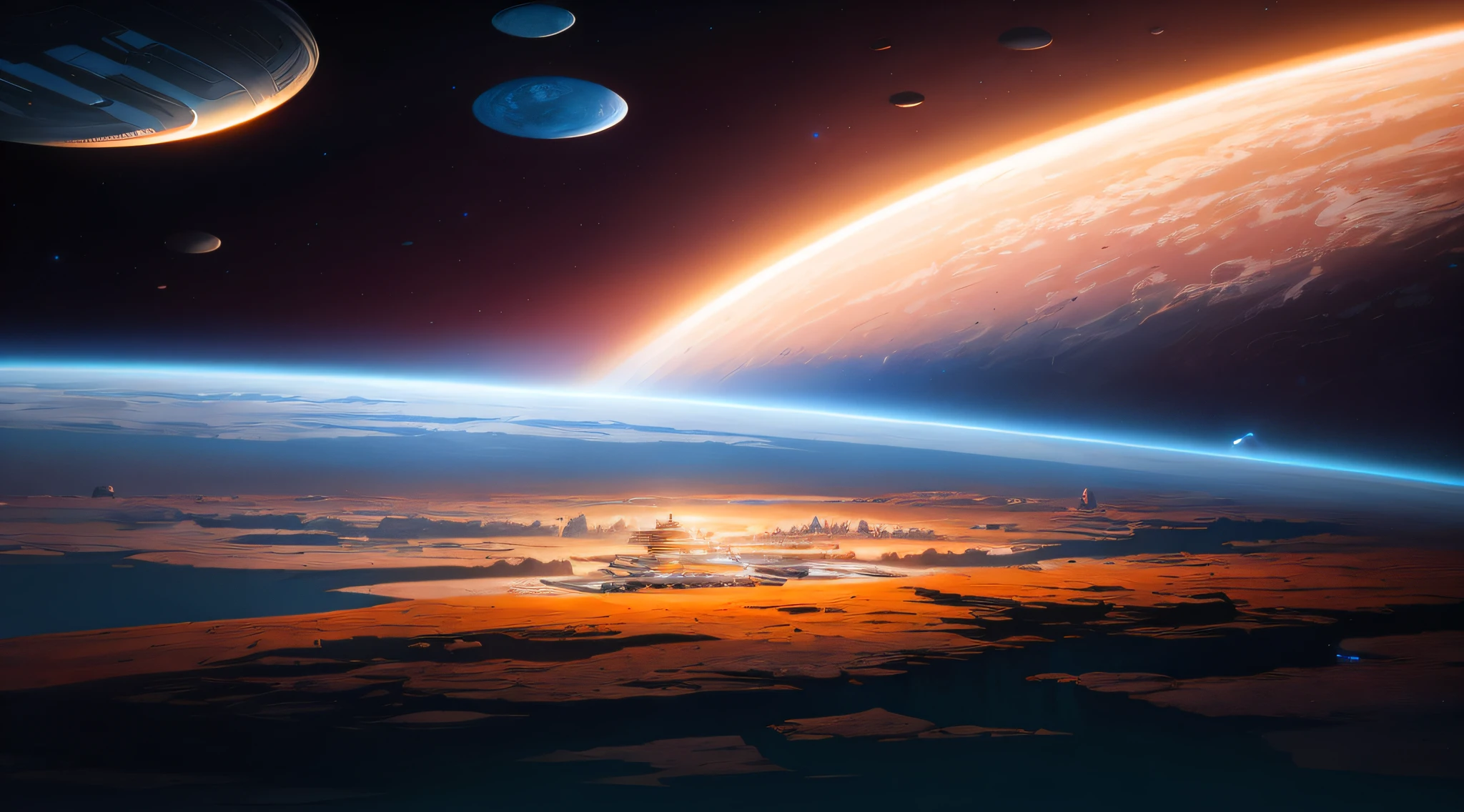 oil on matte canvas, sharp details, the expanse scifi spacescape ceres colony, intricate, highly detailed, digital painting, rich color, smooth, sharp focus, illustration, Unreal Engine 5, 8K, art by artgerm and greg rutkowski and alphonse mucha