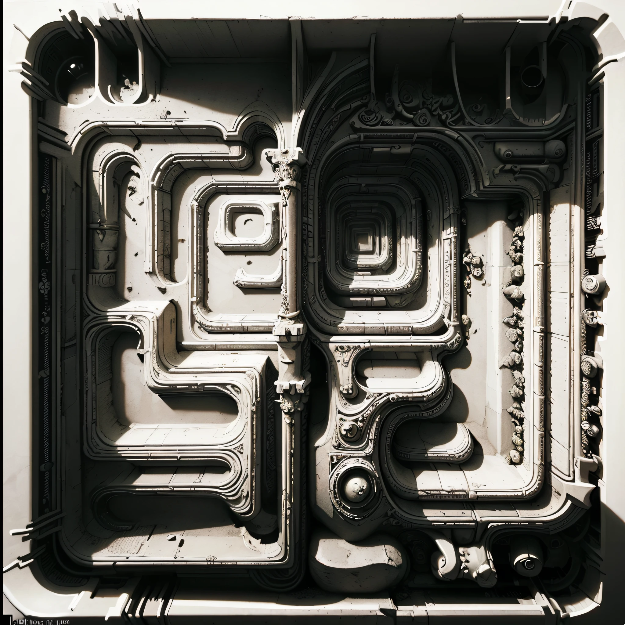 artwork, labyrinth, black and white, minimalist, objective; 1d --auto --s2