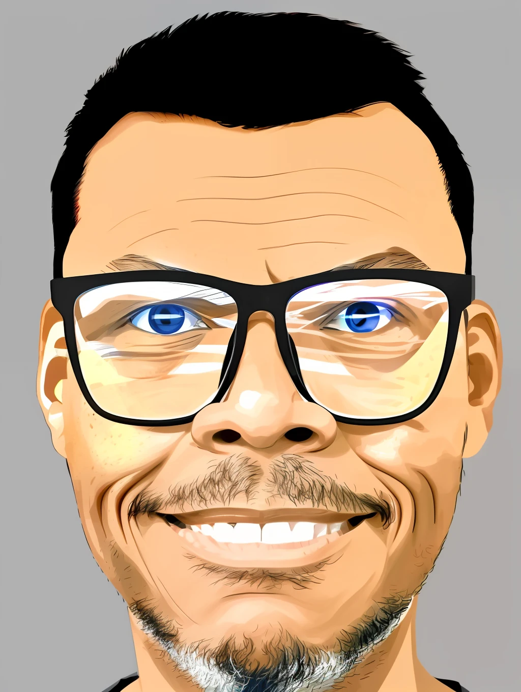 guttonerdreliberate1, drawing of a man with glasses, front view, looking at the camera, portrait, minimalist, vector, pastel colors
