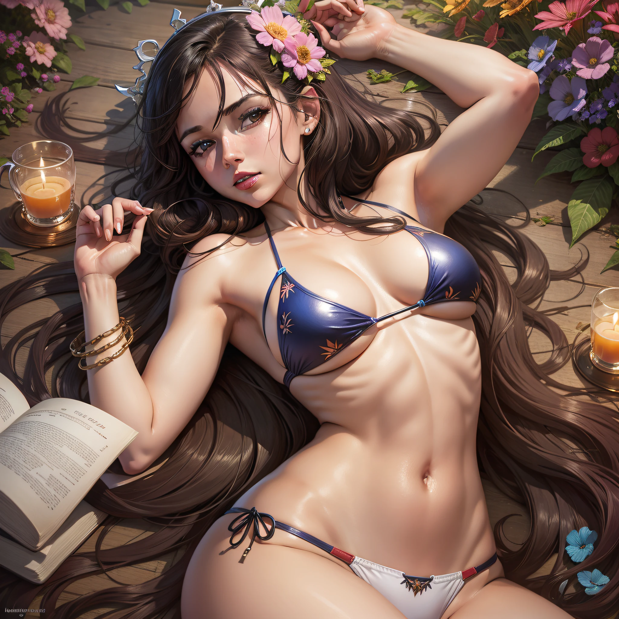 Queen of Hogtides, bikini, lying beauty