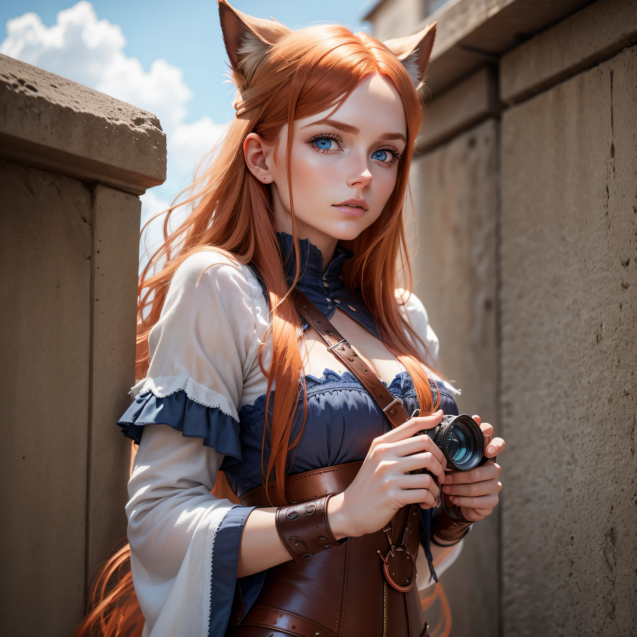 Amazing photographic scandinavian woman. Copper hair, blue eyes, --auto --s2