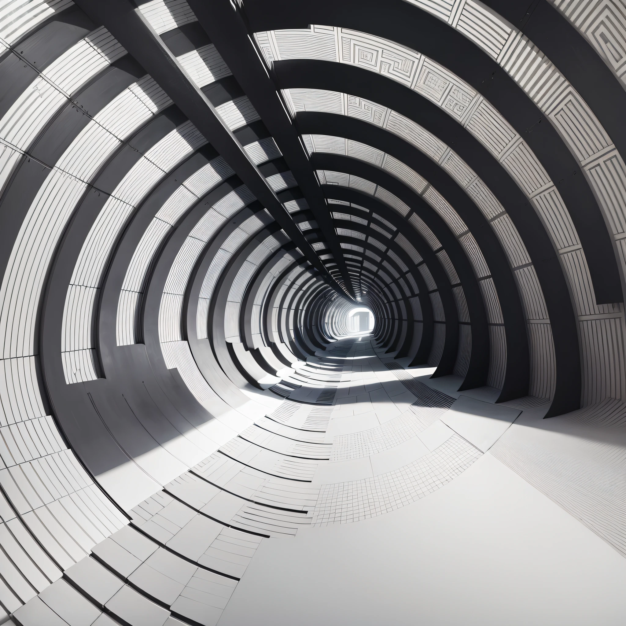 artwork, tunnel, labyrinth, black and white, minimalist, 1d --auto --s2