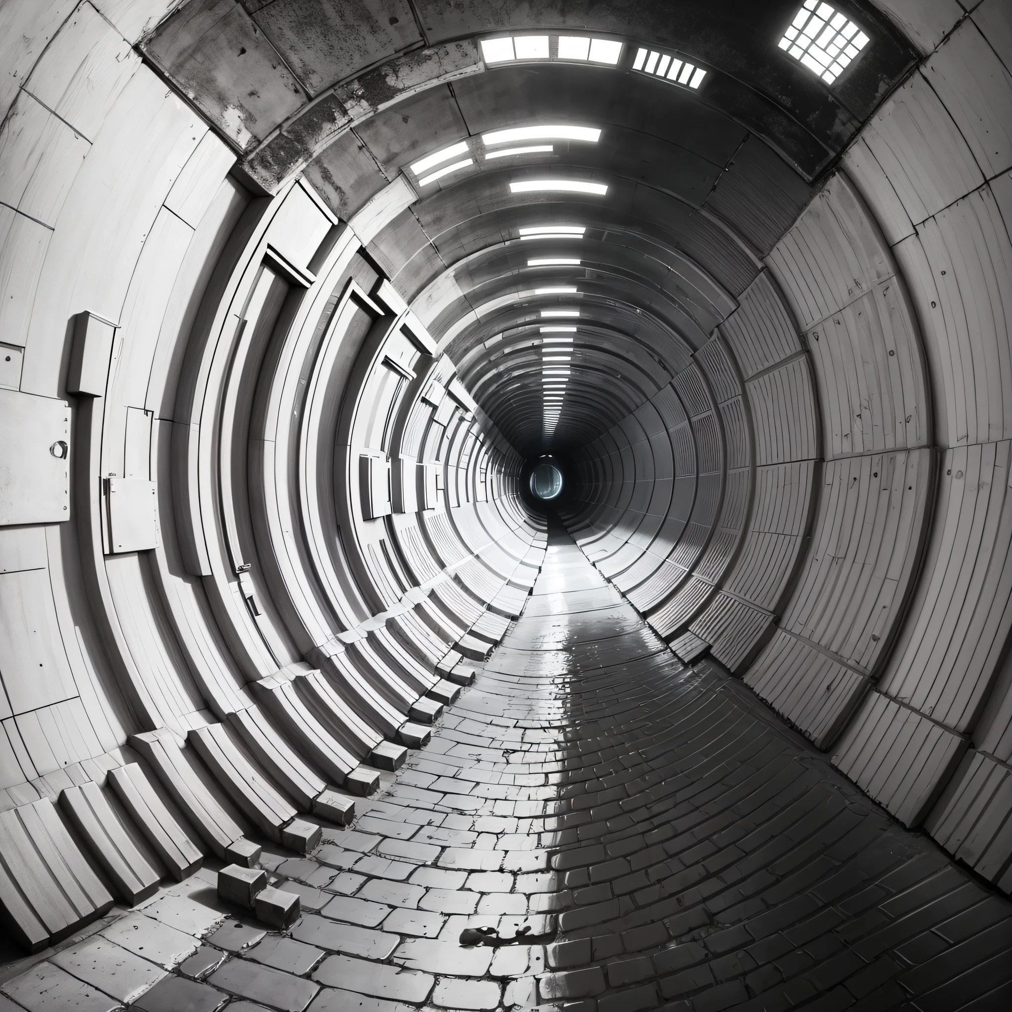 artwork, tunnel, labyrinth, black and white, minimalist, 1d --auto --s2