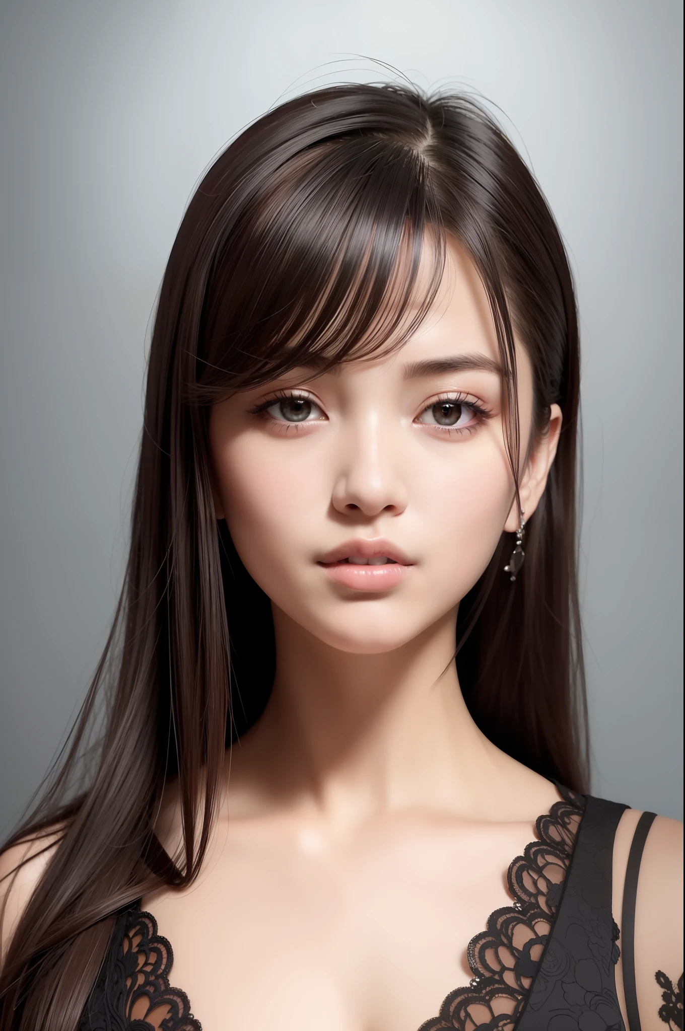 Masterpiece, 1 Beautiful Girl, Detailed, Swollen Eyes, Best Quality, Ultra High Resolution, (Reality: 1.4), Original Photo, 1Girl, Cinematic Lighting, Smiling, Japanese, Asian Beauty, Korean, Neat, Very Beautiful, Slightly Young Face, Beautiful Skin, Slender, Cyberpunk Background, (ultra realistic), (illustration), (high resolution), (8K), (very detailed), (best illustration), (beautifully detailed eyes), (super detailed), (wallpaper), (detailed face), viewer looking, fine details, detailed face, deep shadow, low key, pureerosfaceace_v1, smile, 46 point slanted bangs, facing straight ahead, neat clothes, black colored eyes,