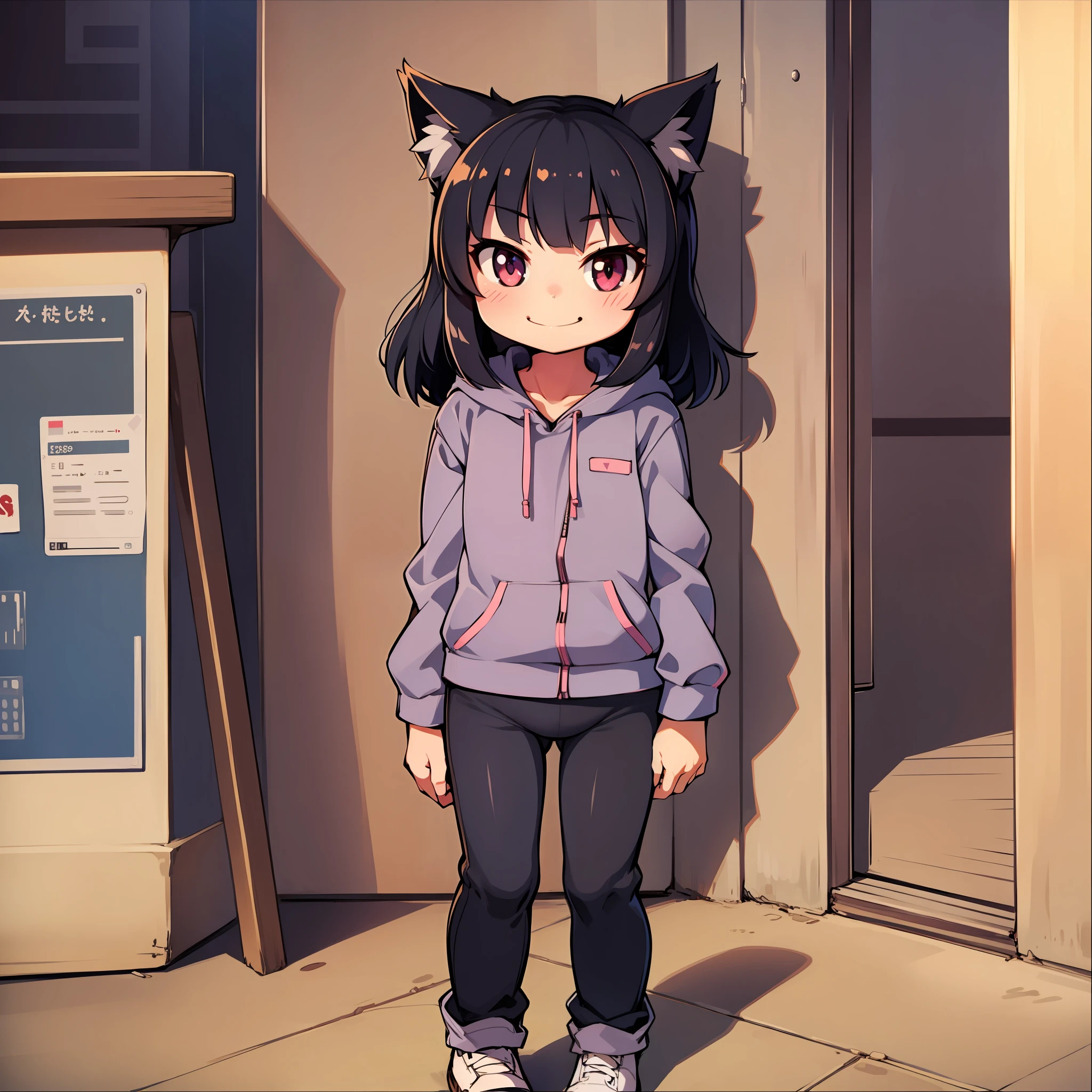 Loli, short, tiny, big eyes, cute, smug,cat girl solo girl, short height, bulge