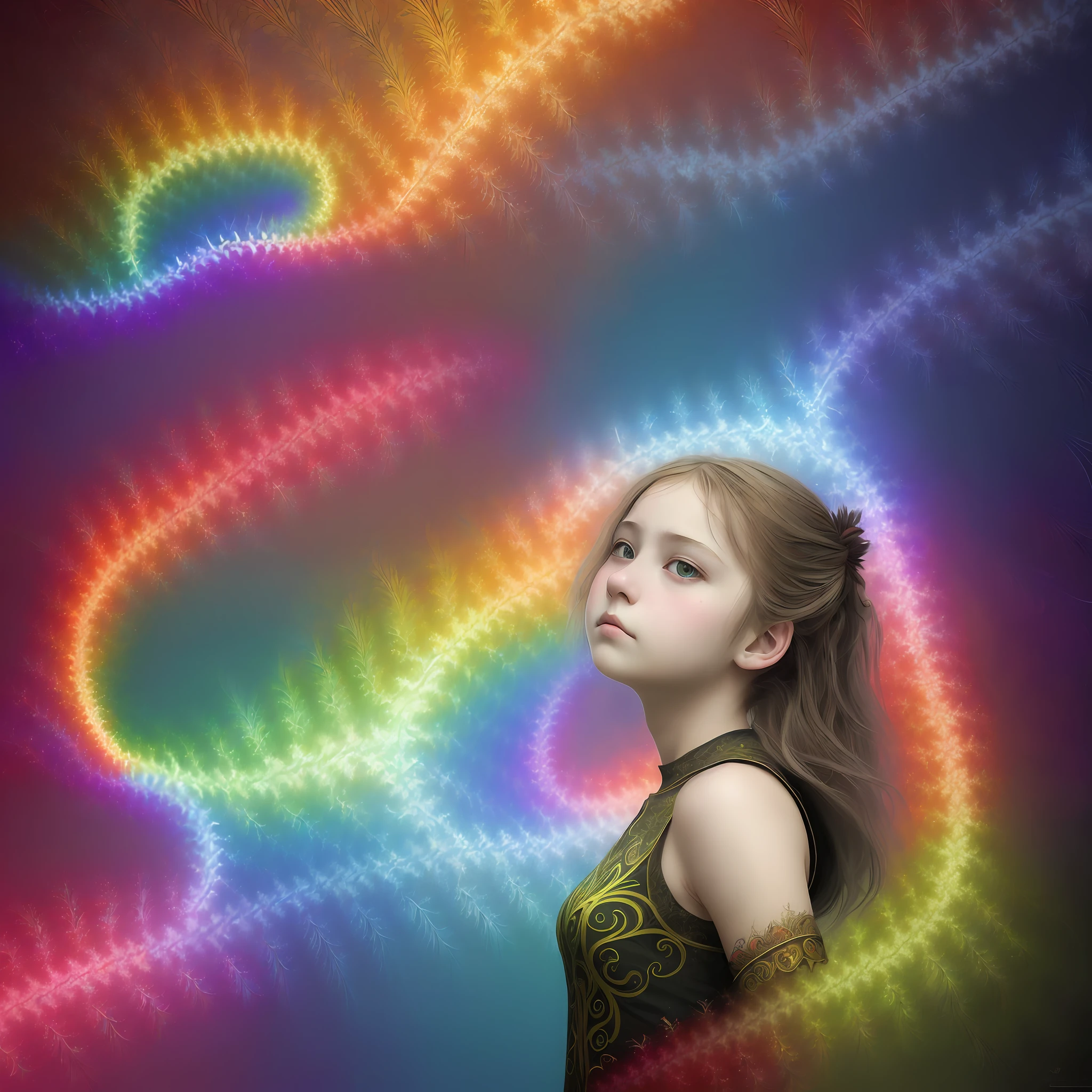 (masterpiece, top quality, best quality, official art, beautiful and aesthetic:1.2),
(1girl:1.3), (fractal art:1.3), loong,fog,rainbow background,
OC renderer,conceptual art,32K, ultra detail,ultra HD,