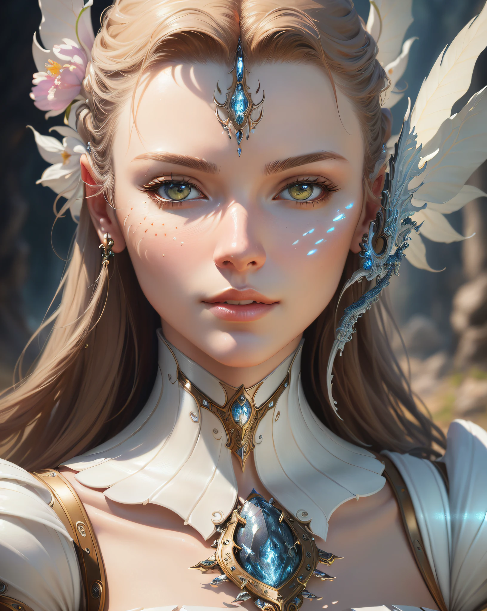 ((best quality)), ((masterpiece)), (detailed), close-up person, (fantasy art:1.3), organic female cyborg, white plastic, diffuse lighting, fantasy, intricate, elegant, highly detailed, lifelike, photorealistic, highly detailed face, (render of April:1.1), beautiful artwork illustration, (portrait composition:1.3), (8k resolution:1.2)