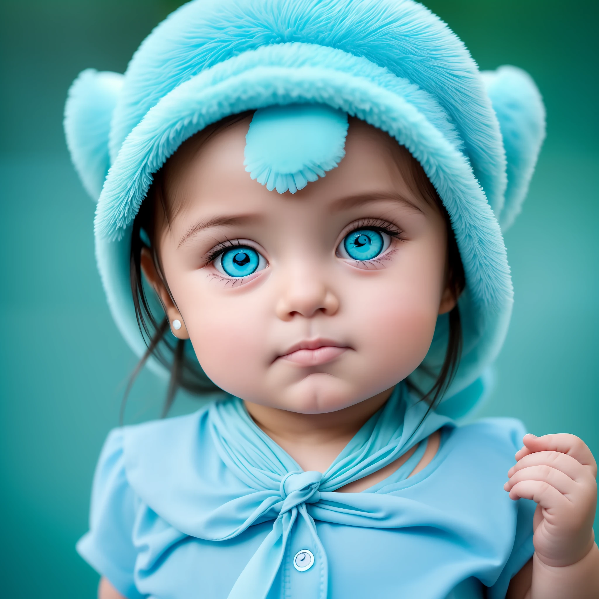 Baby cute, child, sparkling turquoise blue eye irise, photographic, 4k --auto --s2