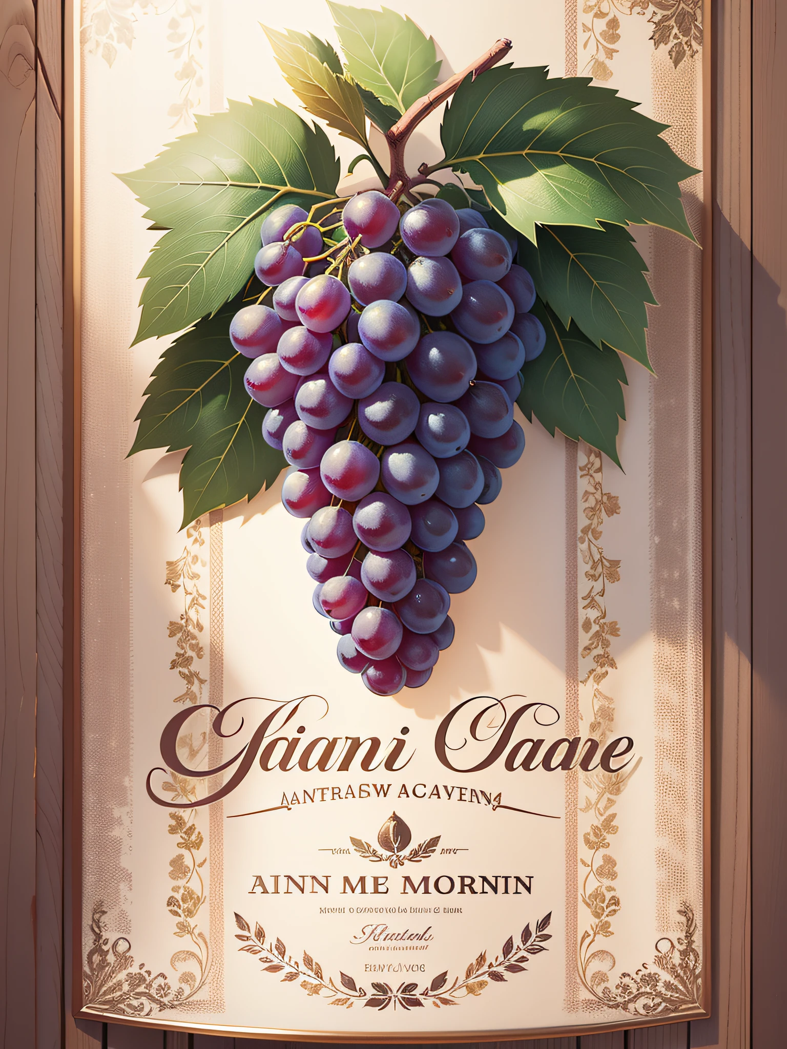 Label with green grape and golden green typography.