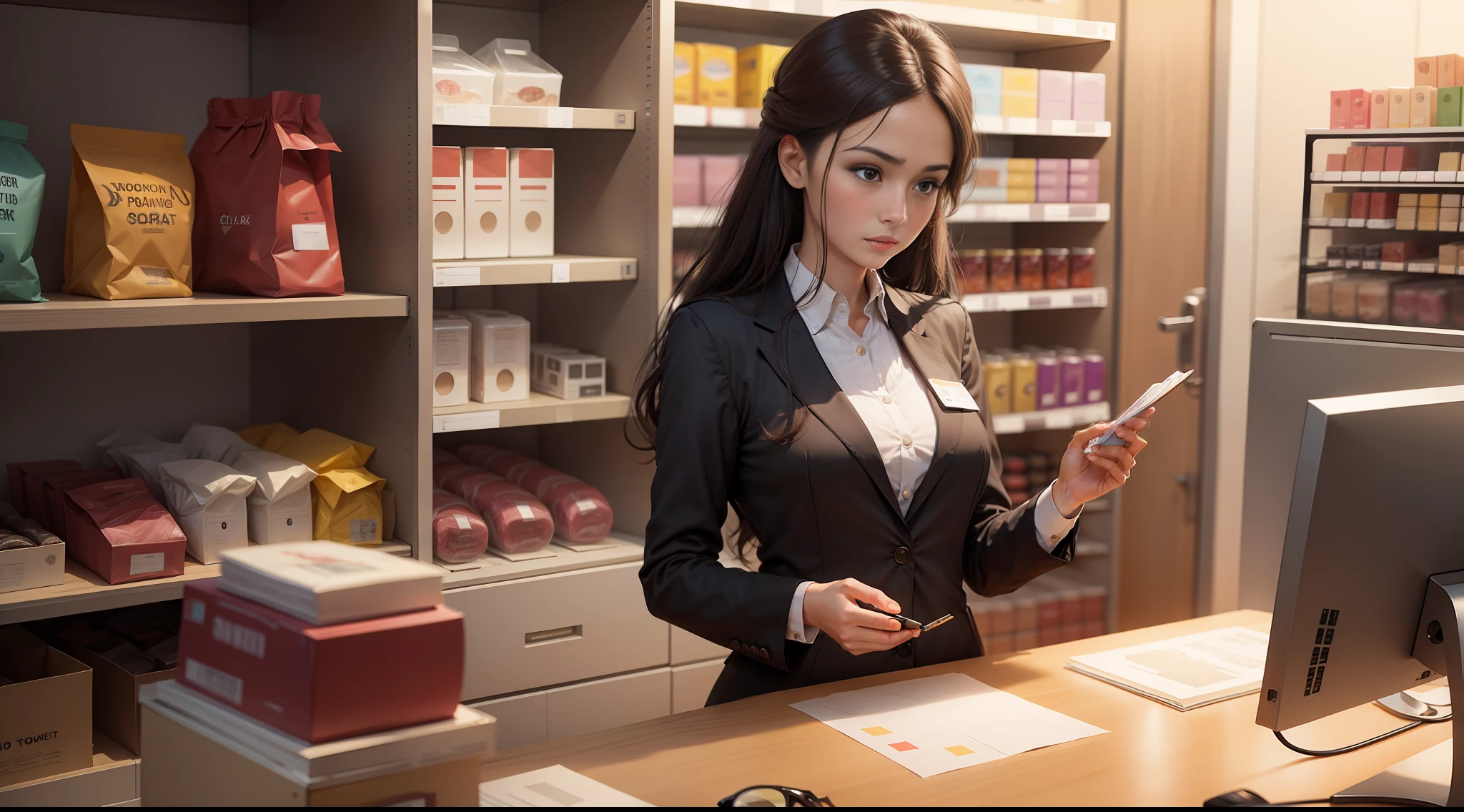 a woman clerk in a store