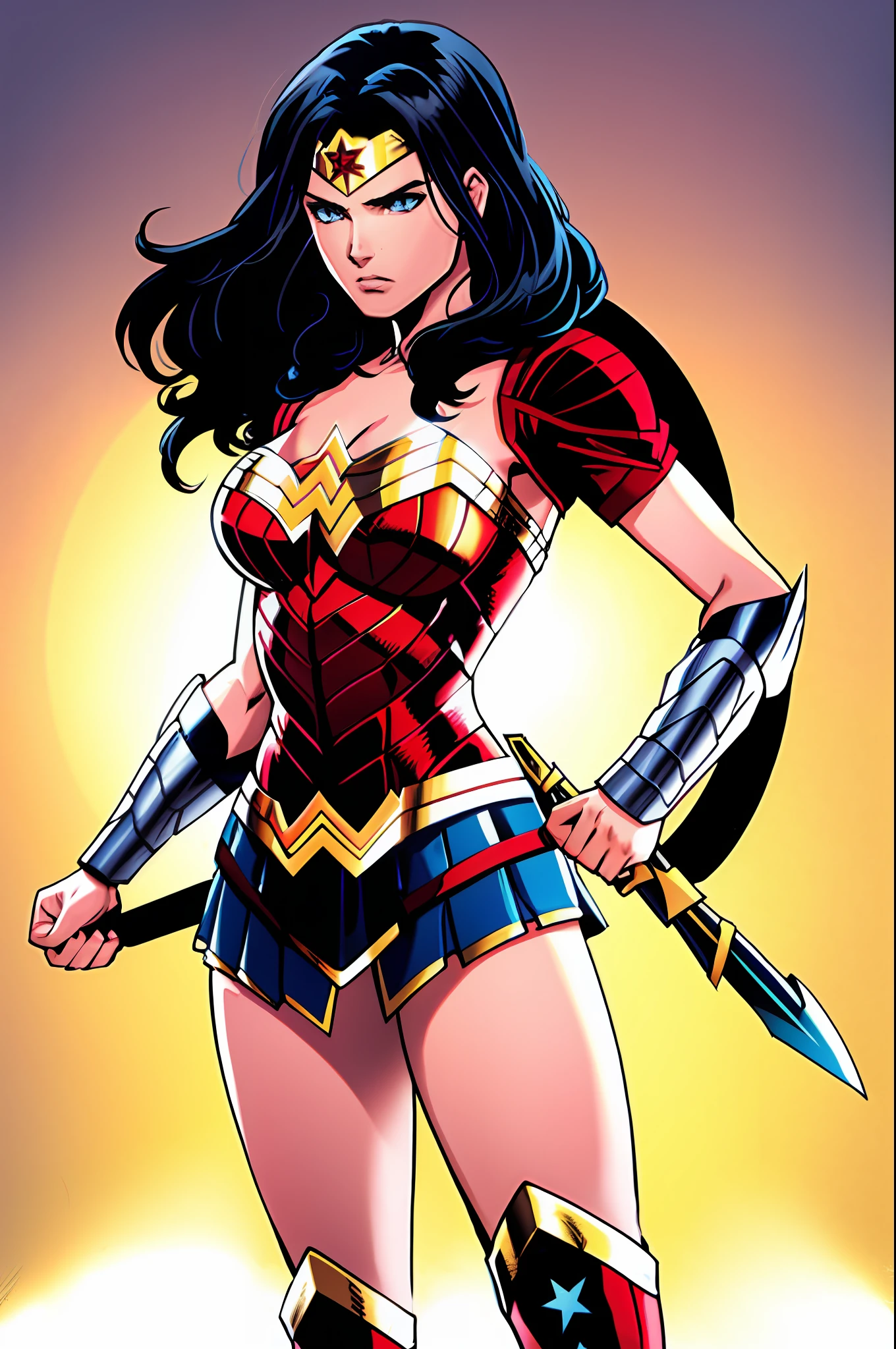 Wonder Woman, Sexy, Combat, Warrior, Anime Style, Anime Style, Best Quality, Perfect Details, Detailed, 8K