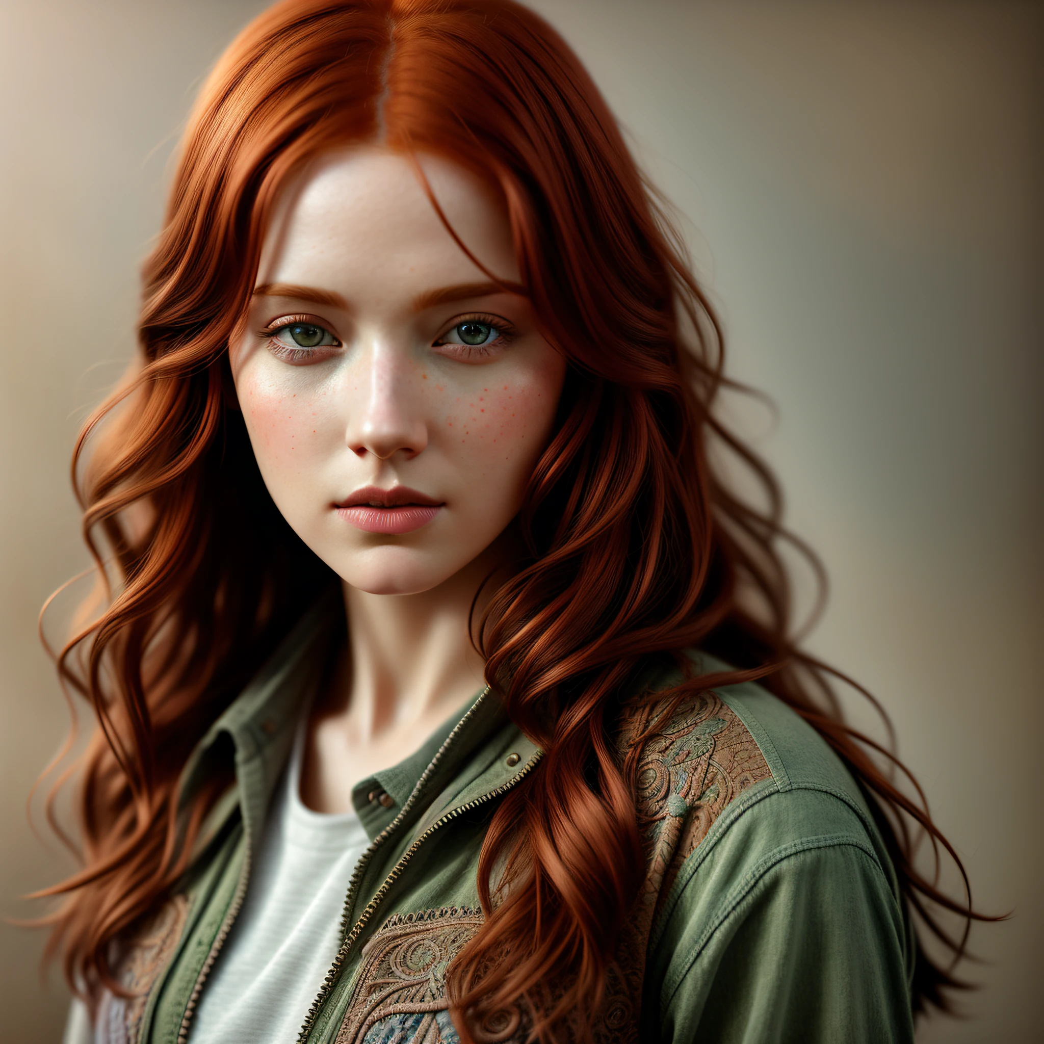 redhead girl,, epic realistic, faded, neutral colors, (hdr:1.4), (muted colors:1.4), (intricate), (artstation:1.2), dramatic, intricate details, (technicolor:0.9), detailed, [[rutkowski]], intricate, cinematic, detailed