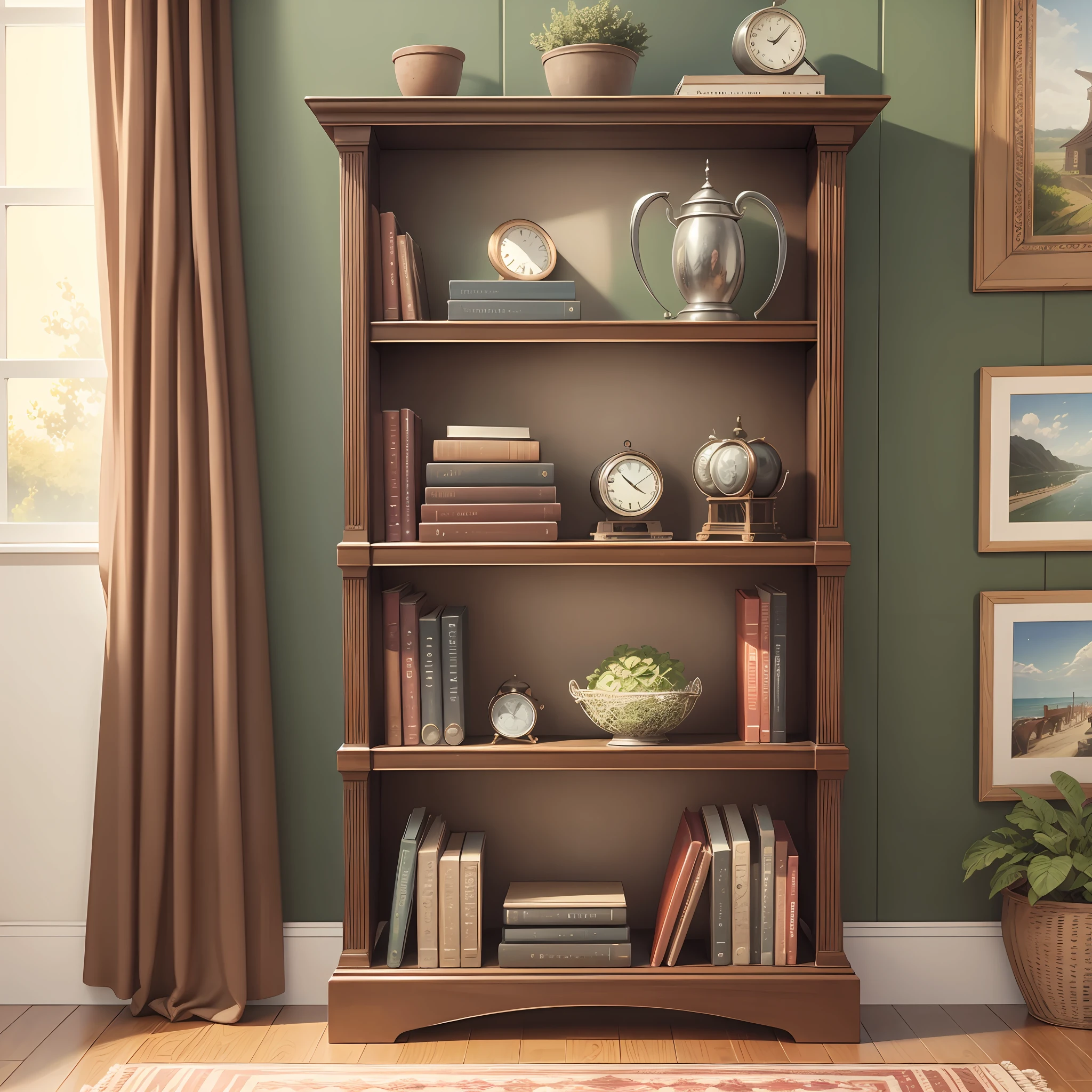 vintage bookcase front view --auto --s2