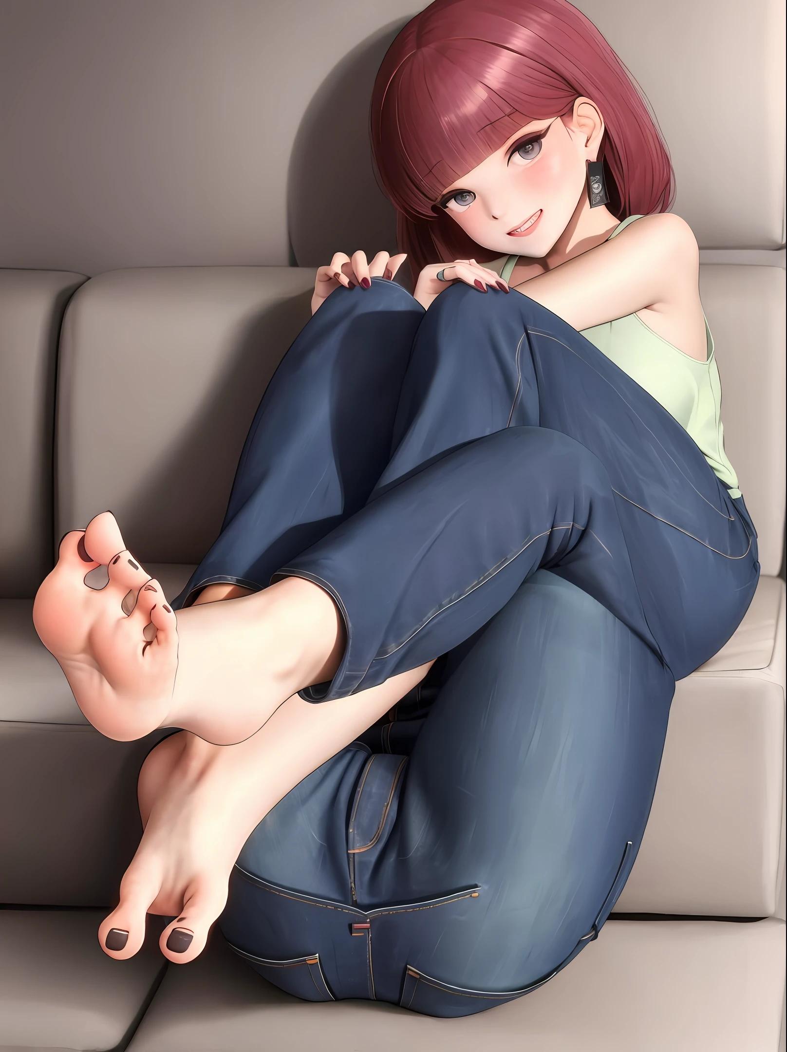 Feet, girl, jeans