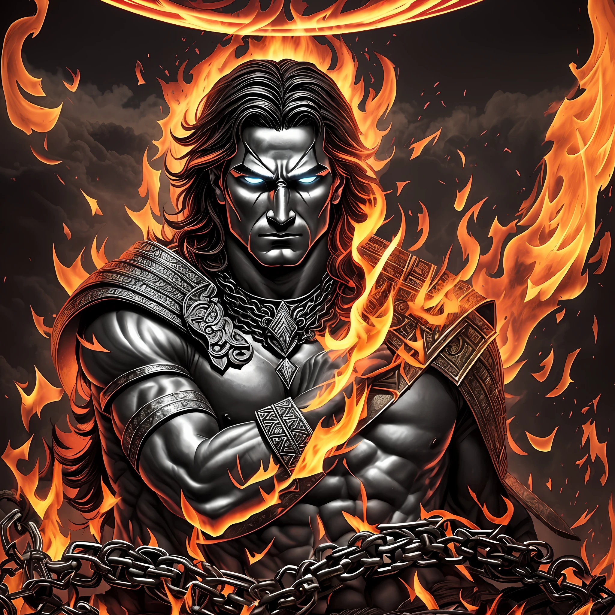 MAN, GOD, DARK, FIRE, ARES, SON OF ARES, DEMIGOD, WARRIOR, WAR, CHAINS, SMOKE, EPIC --auto --s2