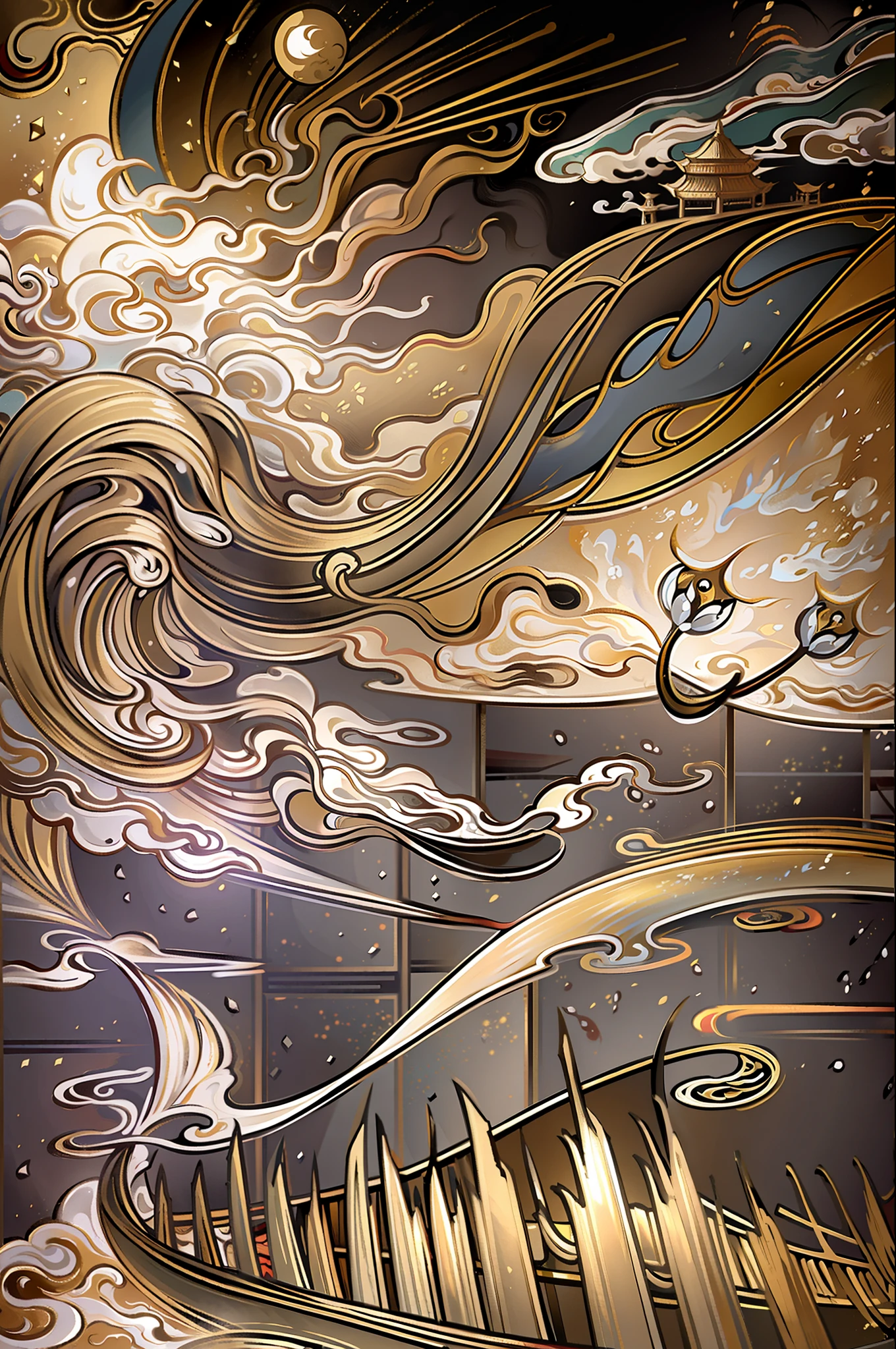 An old Chinese painting, old Chinese background, sunshine, masterpiece, super detail, epic composition, ultra HD, high quality, extremely detailed, official art, unified 8k wallpaper, Super detail, 32k -- v 6