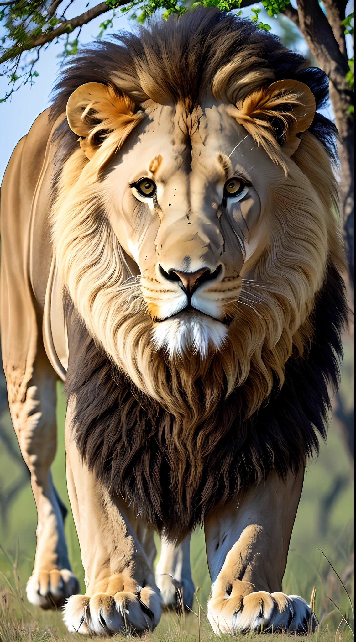 lion in a savannah, imposing, high resolution, realistic, FHD, 3:2 --auto --s2