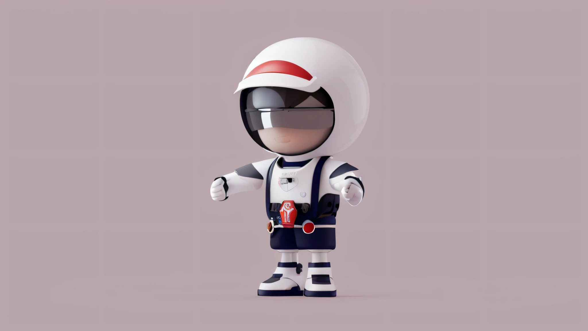 Close-up of a person wearing a helmet and sunglasses, 3D model of a Japanese mascot, spacesuit, cute 3D rendering, 3D character, 3D character, 3D character rendering, cartoon rendering keyboard, humanoid character, 3D character, cute! C4D, 3D character art, Sitoy character design robot, Cindan rendering, 3d illustration