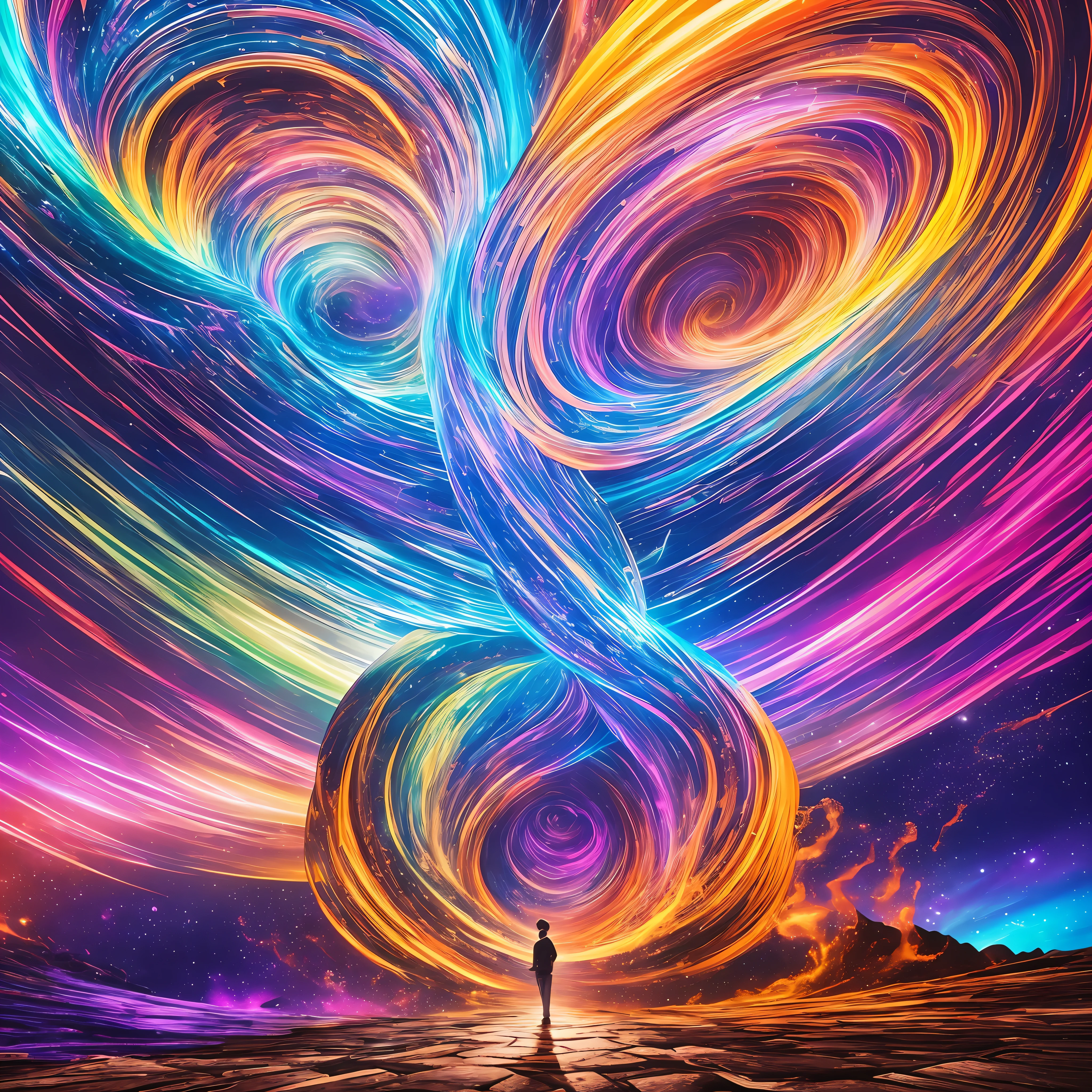 "Time Portal": A swirling vortex of colors, crackling with energy, opening a gateway to different eras and dimensions, inviting exploration and time-traveling narratives, Surrealism, color field printing, high detail, UHD, 8k, anatomically correct, cinematic lighting 4d quality, --auto --s2