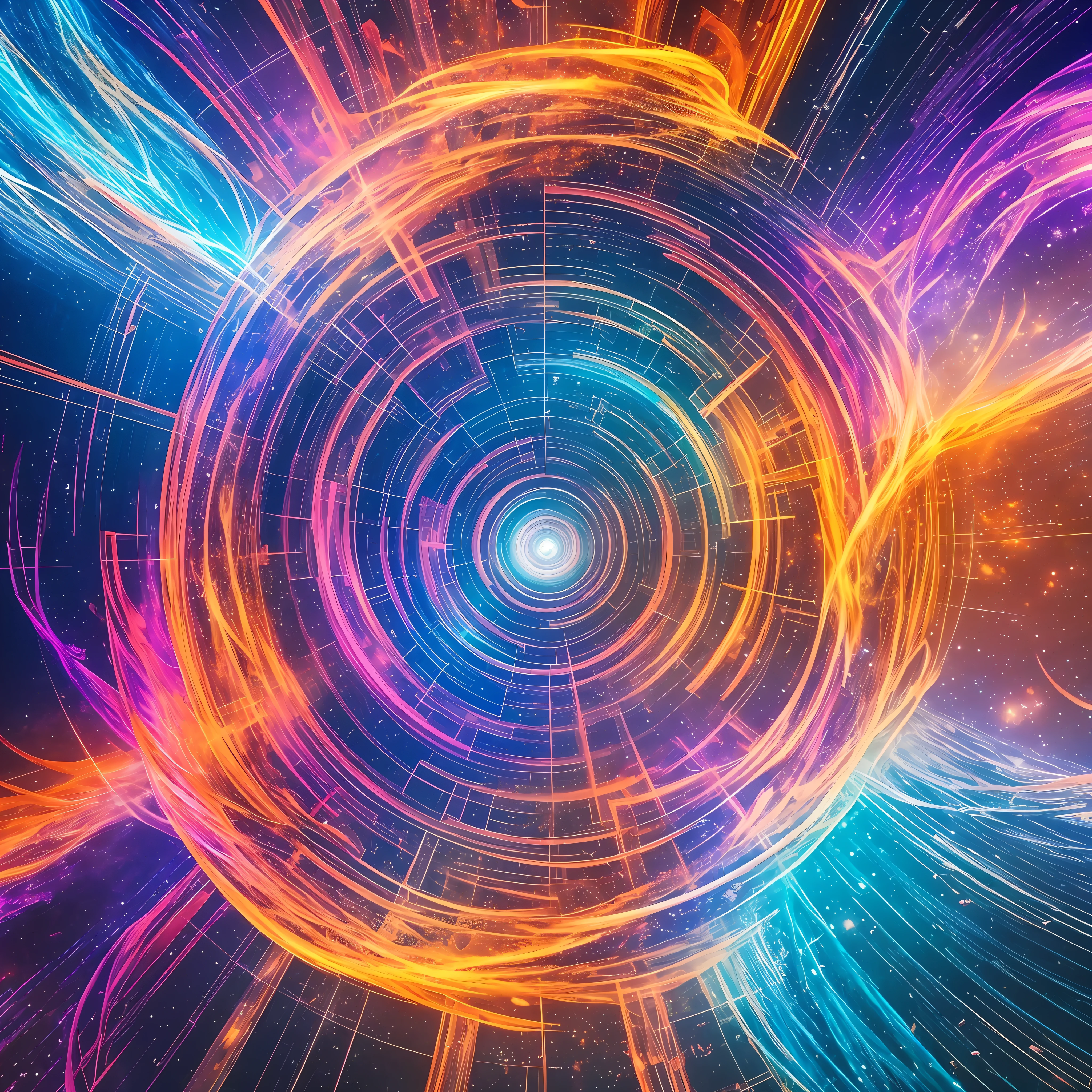 "Time Portal": A swirling vortex of colors, crackling with energy, opening a gateway to different eras and dimensions, inviting exploration and time-traveling narratives, Surrealism, color field printing, high detail, UHD, 8k, anatomically correct, cinematic lighting 4d quality, --auto --s2