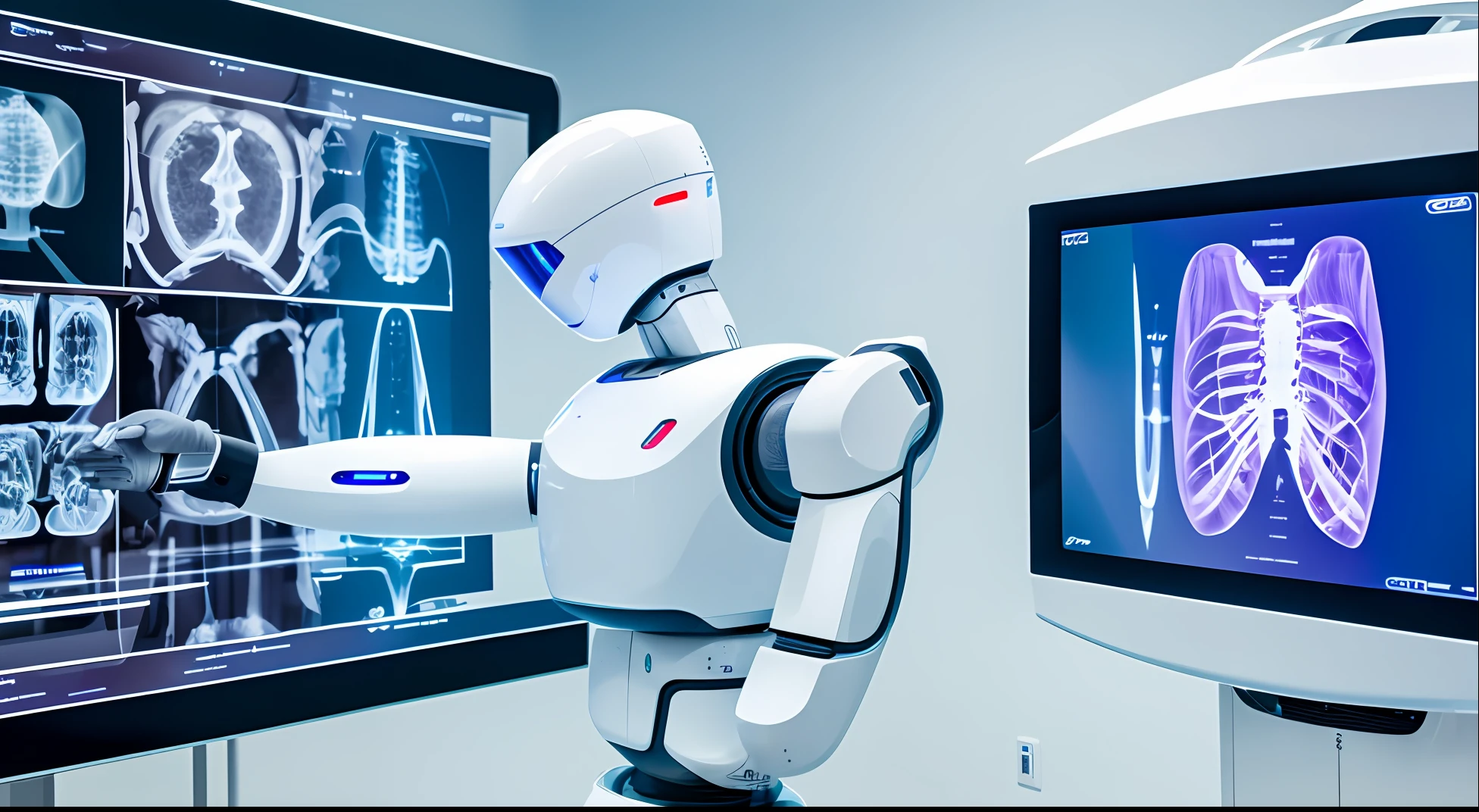 Medical robot looking at x-ray scans