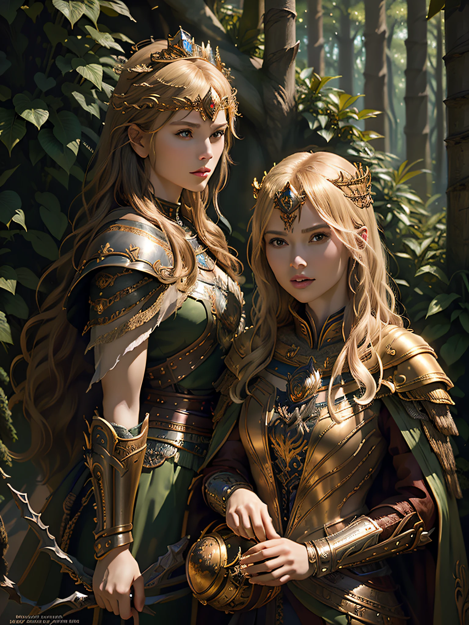 (Masterpiece, Top Quality, Top Quality, Official Art, Beautiful and Aesthetic: 1.2), (1 Girl), (Warrior Queen Golden Armor, Fur-Lined Cape, Bejeweled Crown: 1.2), Serious, Blonde, Colossal, Ultimate Jewel, 100 Pieces, Gorgeous, Photo