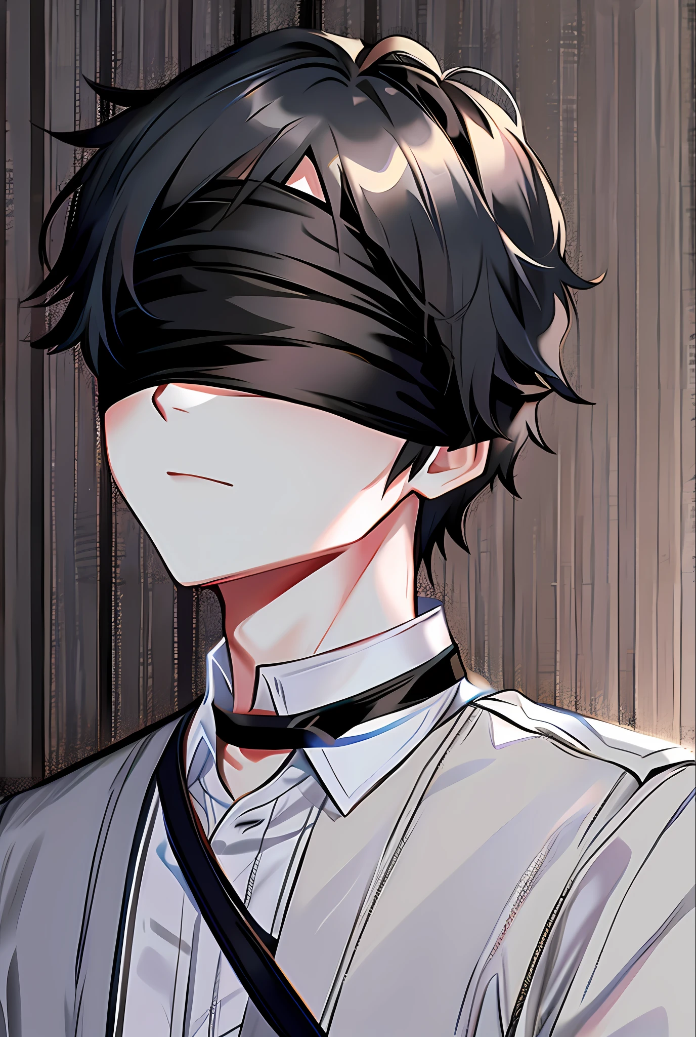 1boy, blindfold