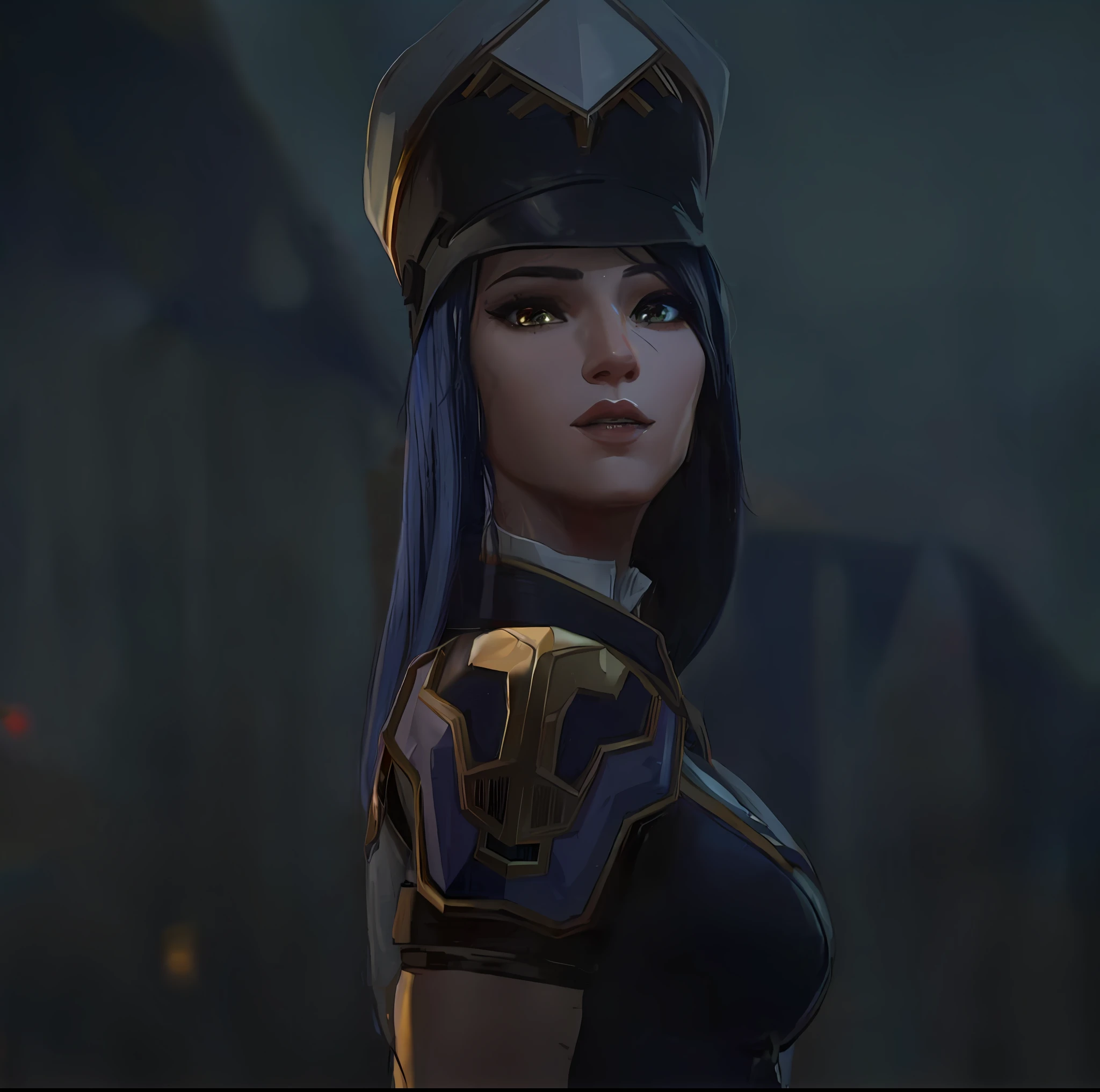 a close up of a woman in a uniform with a hat on, qiyana, samira from league of legends, irelia, pharah, kda, from league of legends, brigitte, senna from league of legends, ashe from overwatch, ashe, omen from valorant, pharah from overwatch, astri lohne, akali