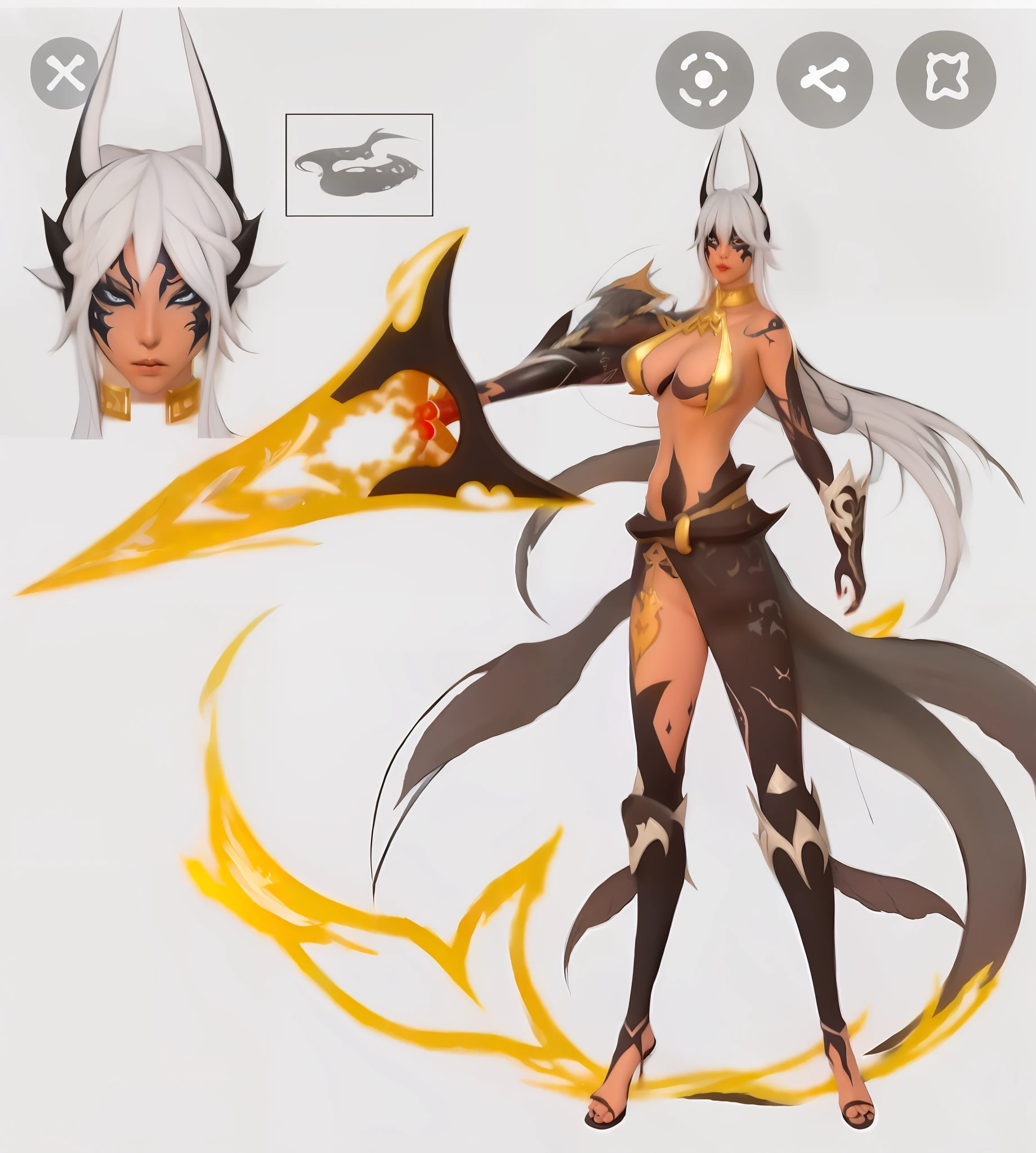 a closeup of a voluptuous large breasted black woman with a sword and a fire, demonic soul concept art, adoptable whole body, adoptable character, anime character design, detailed onmyoji art, full body concept, zodiac girl knights, demon noble character design, anime concept art, ( ( ( character concept art ) ), anime character; full body art, concept art!!, interesting character design