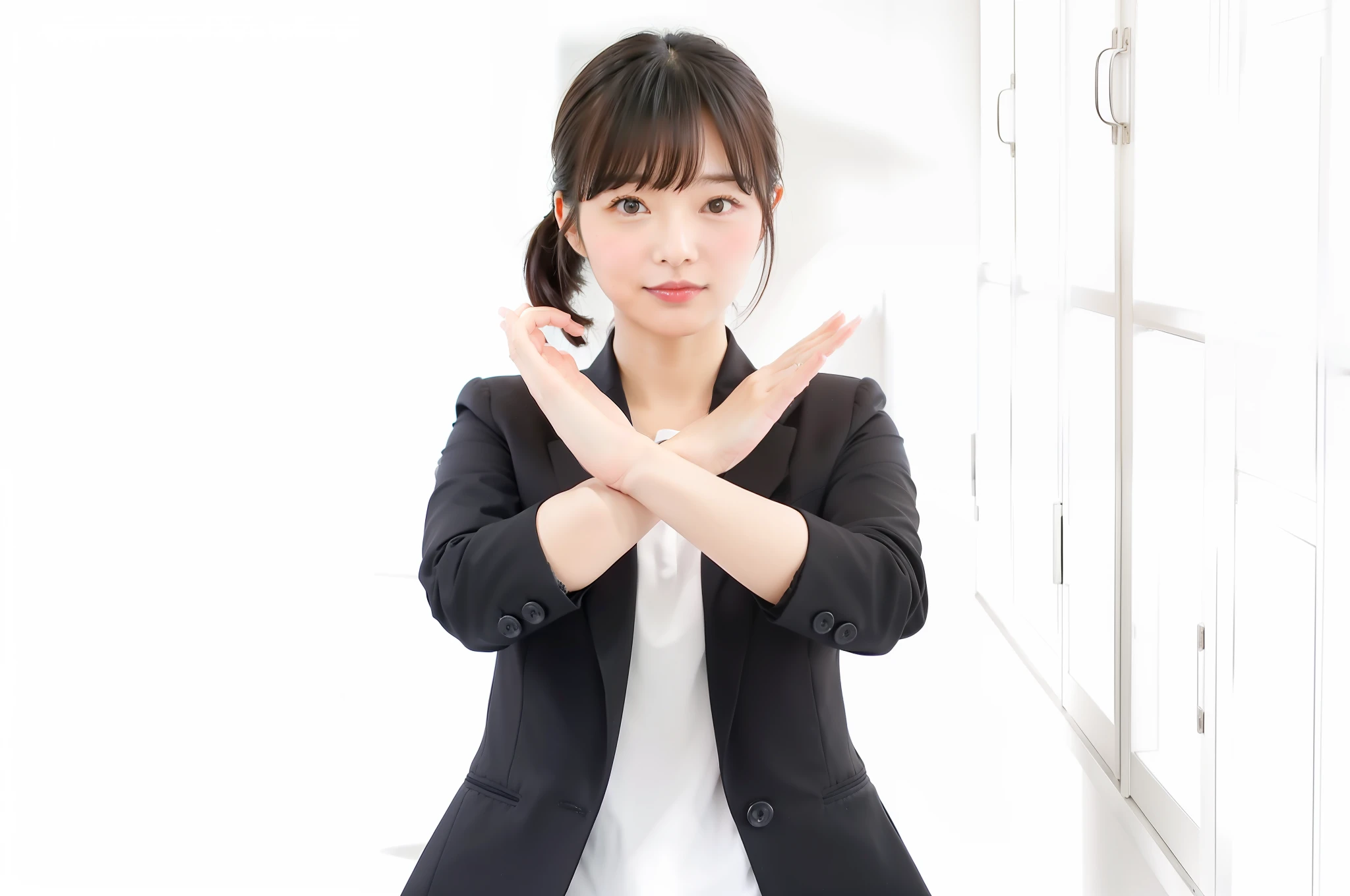 Cute Japan woman, bangs, office style