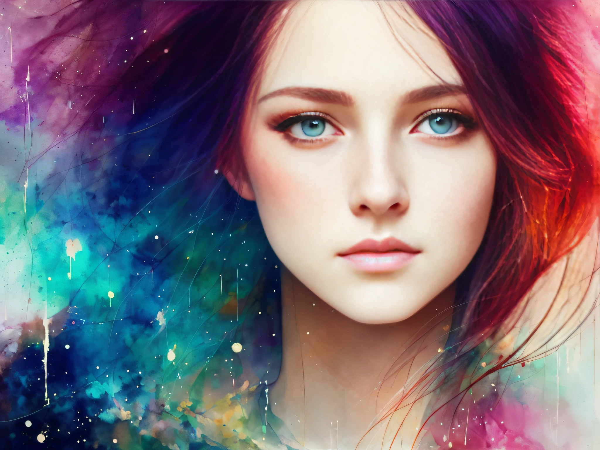 a woman by agnes cecile, luminous design, pastel colours, ink drips, autumn lights