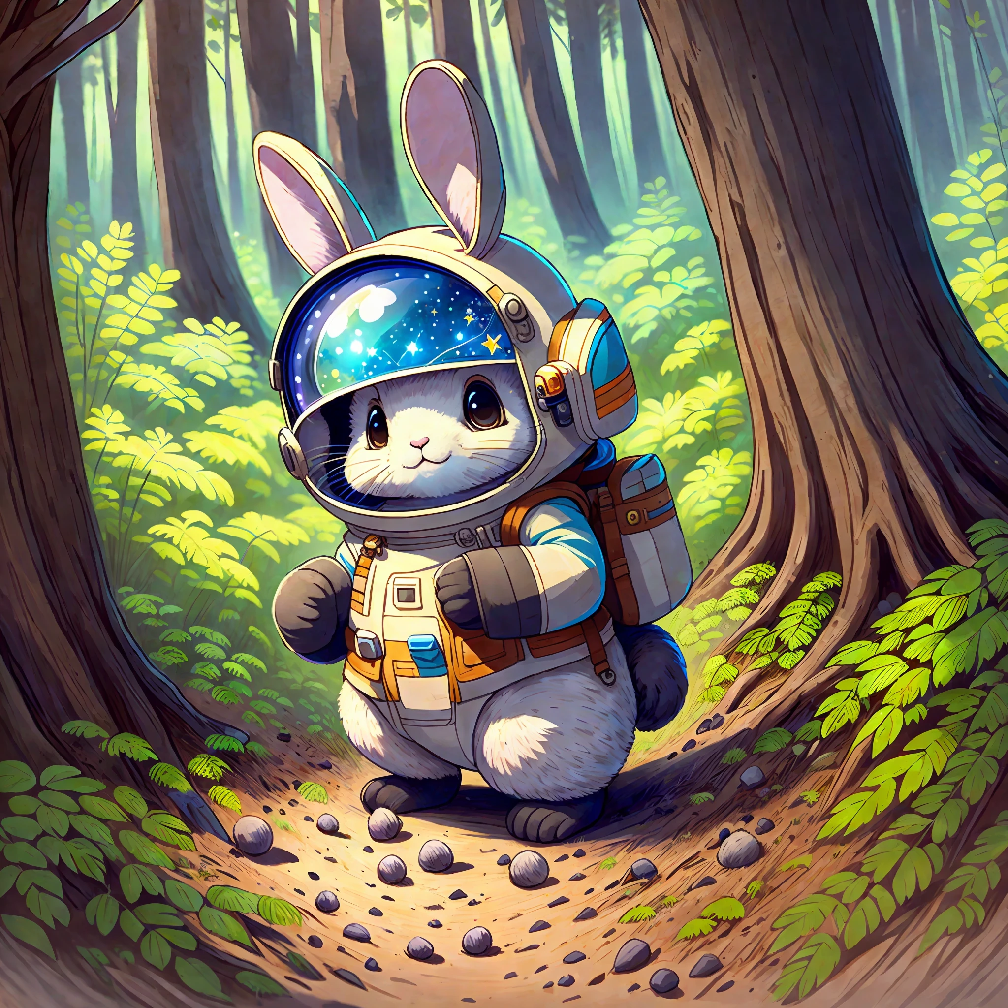 Once upon a time there was a rabbit named Pompom. He lived in a small burrow near the clearing of the forest. Pompom has always had a very special dream: to be an astronaut and explore space. --auto --s2