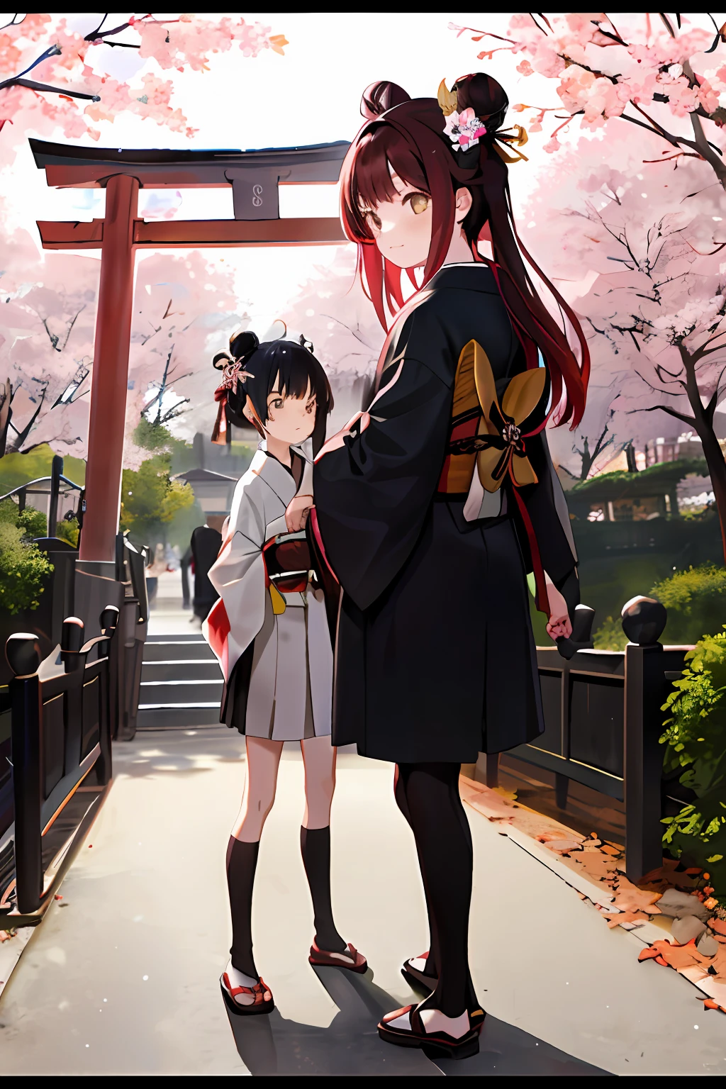 A girl and a small child on the side