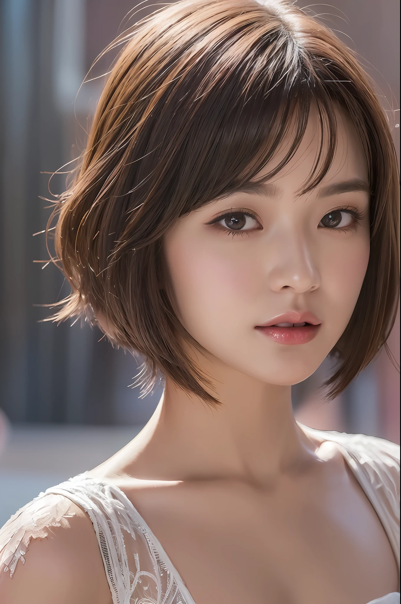 best quality, masterpiece, high resolution, 1girl, beautiful and perfect face, bob cut, maxi dress, intricate detailed, cinematic feel, 8k, extremely detailed