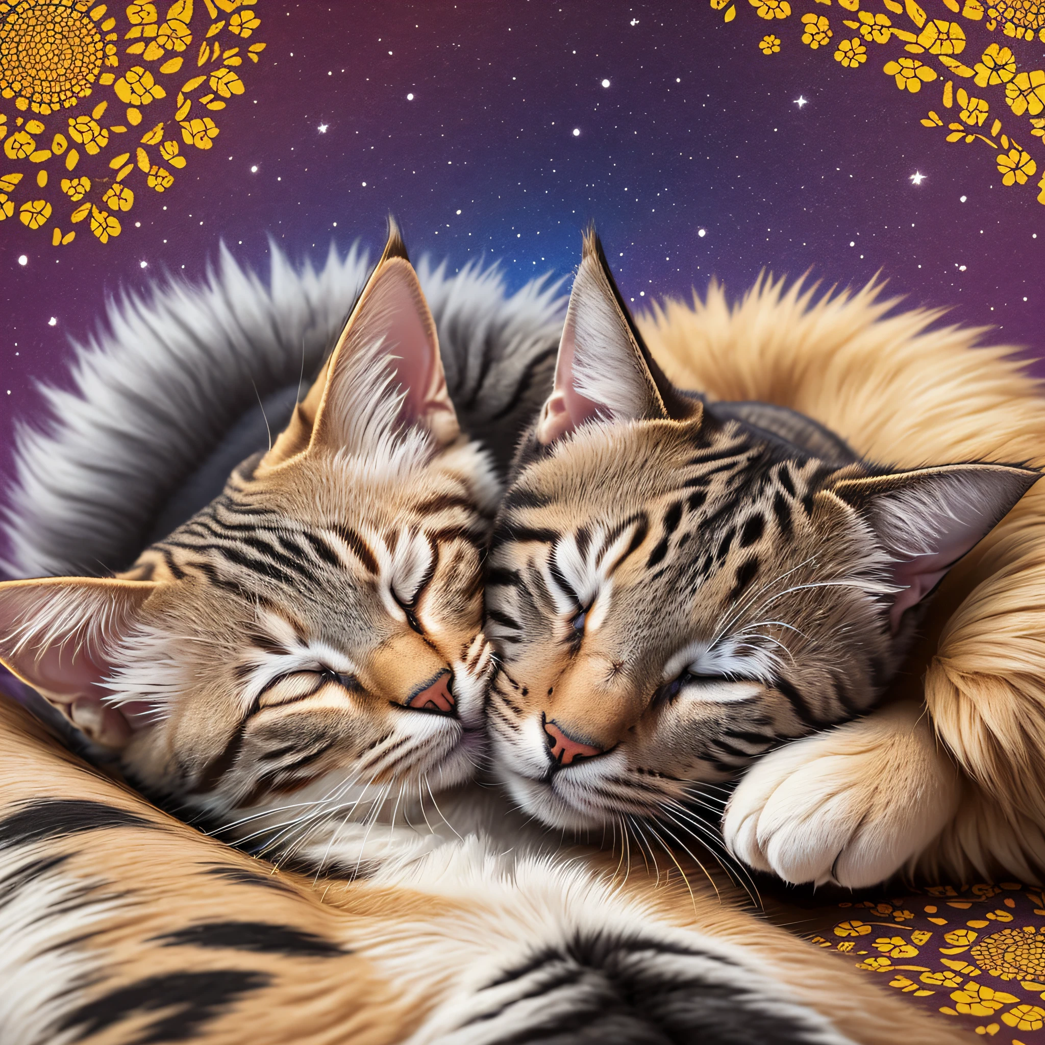 STICKER,"Perfect Friends": An image of a cat and a dog curled up together, peacefully sleeping or cuddling, displaying the heartwarming bond and friendship between these two beloved pets, Surrealism, color field printing, high detail, UHD, 8k, anatomically correct, cinematic lighting 4d quality --auto --s2