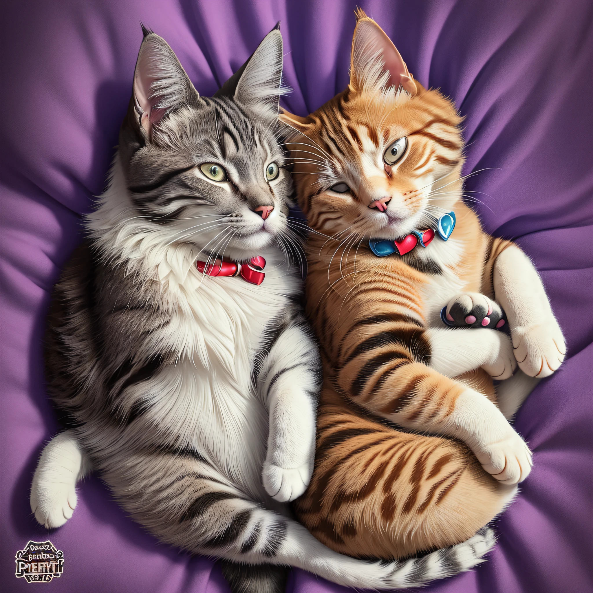 STICKER,"Perfect Friends": An image of a cat and a dog curled up together, peacefully sleeping or cuddling, displaying the heartwarming bond and friendship between these two beloved pets, Surrealism, color field printing, high detail, UHD, 8k, anatomically correct, cinematic lighting 4d quality --auto --s2